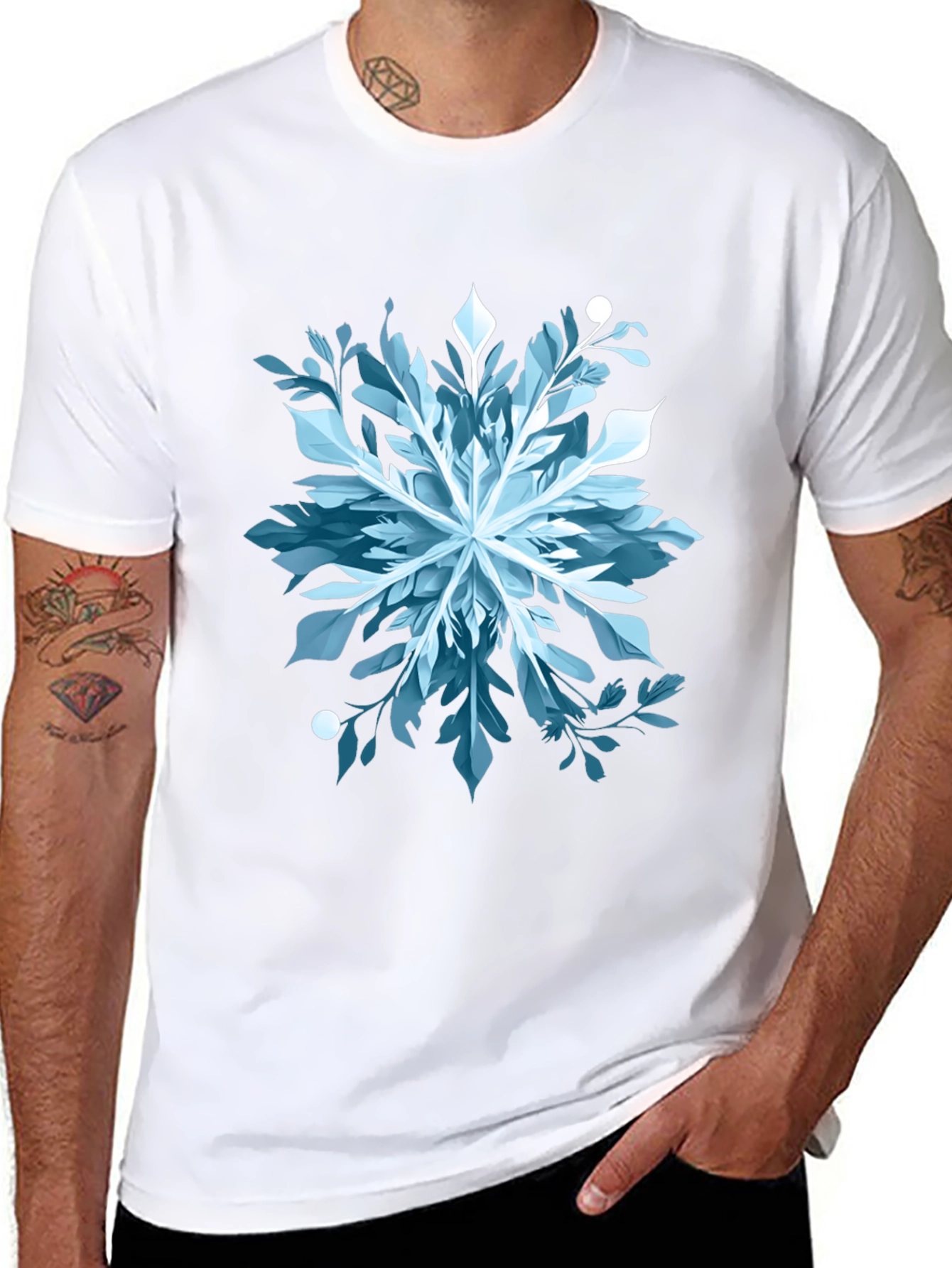 Abstract Snowflake Graphic Tee - Stylish & Unique