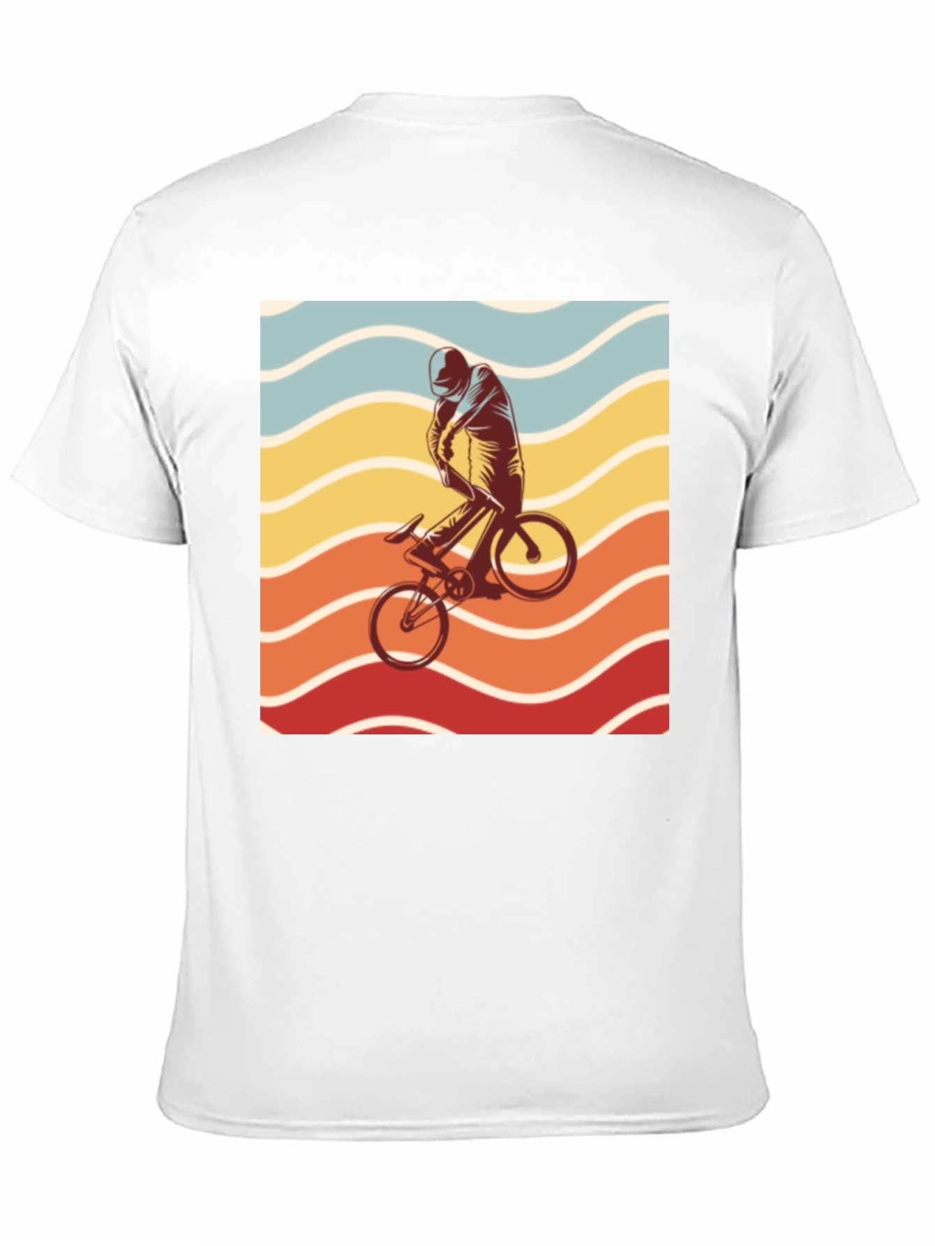 Retro Sunset Cyclist Graphic Tee - Black