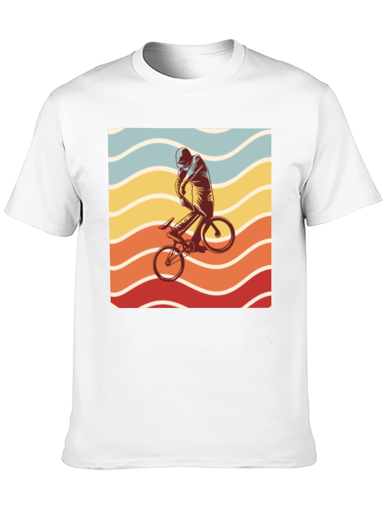 Retro Sunset Cyclist Graphic Tee - Black