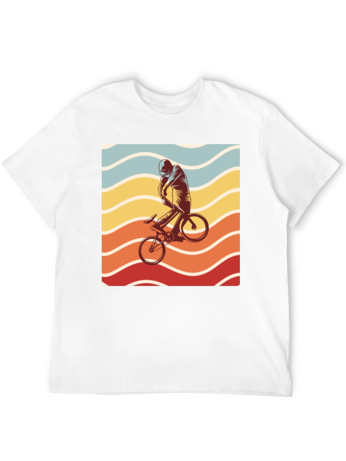 Retro Sunset Cyclist Graphic Tee - Black