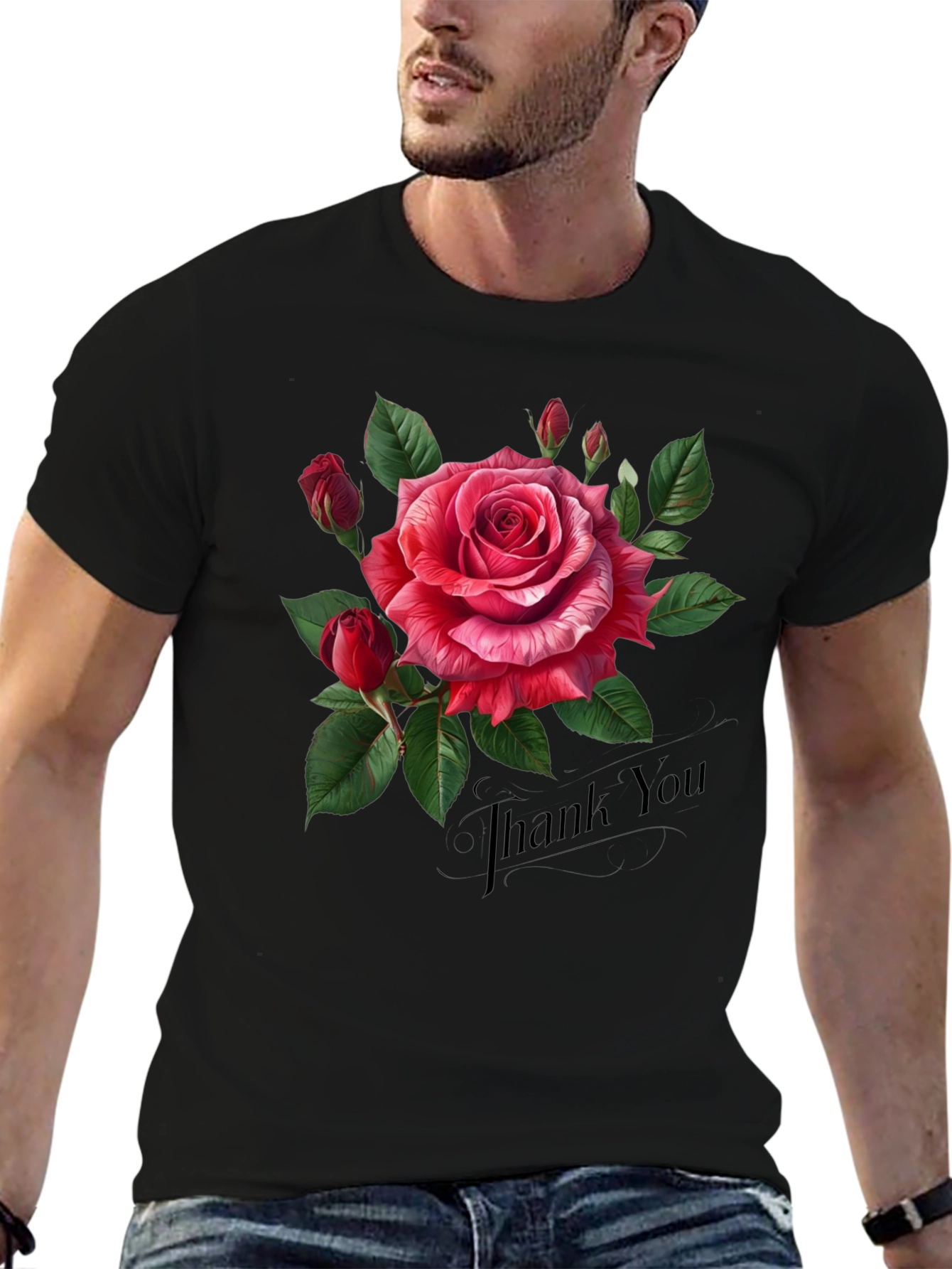 Elegant Rose Graphic Print Tee