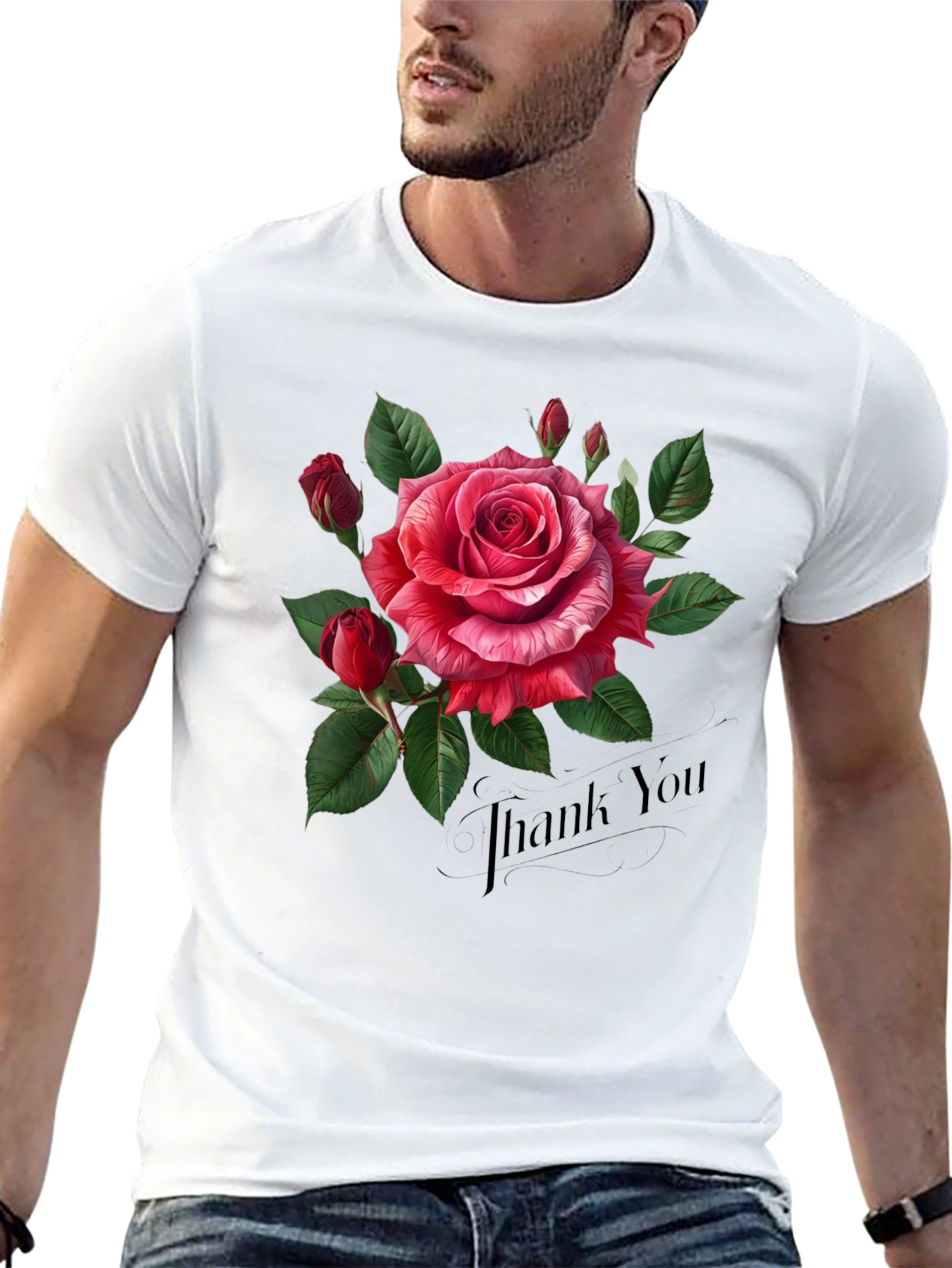 Elegant Rose Graphic Print Tee