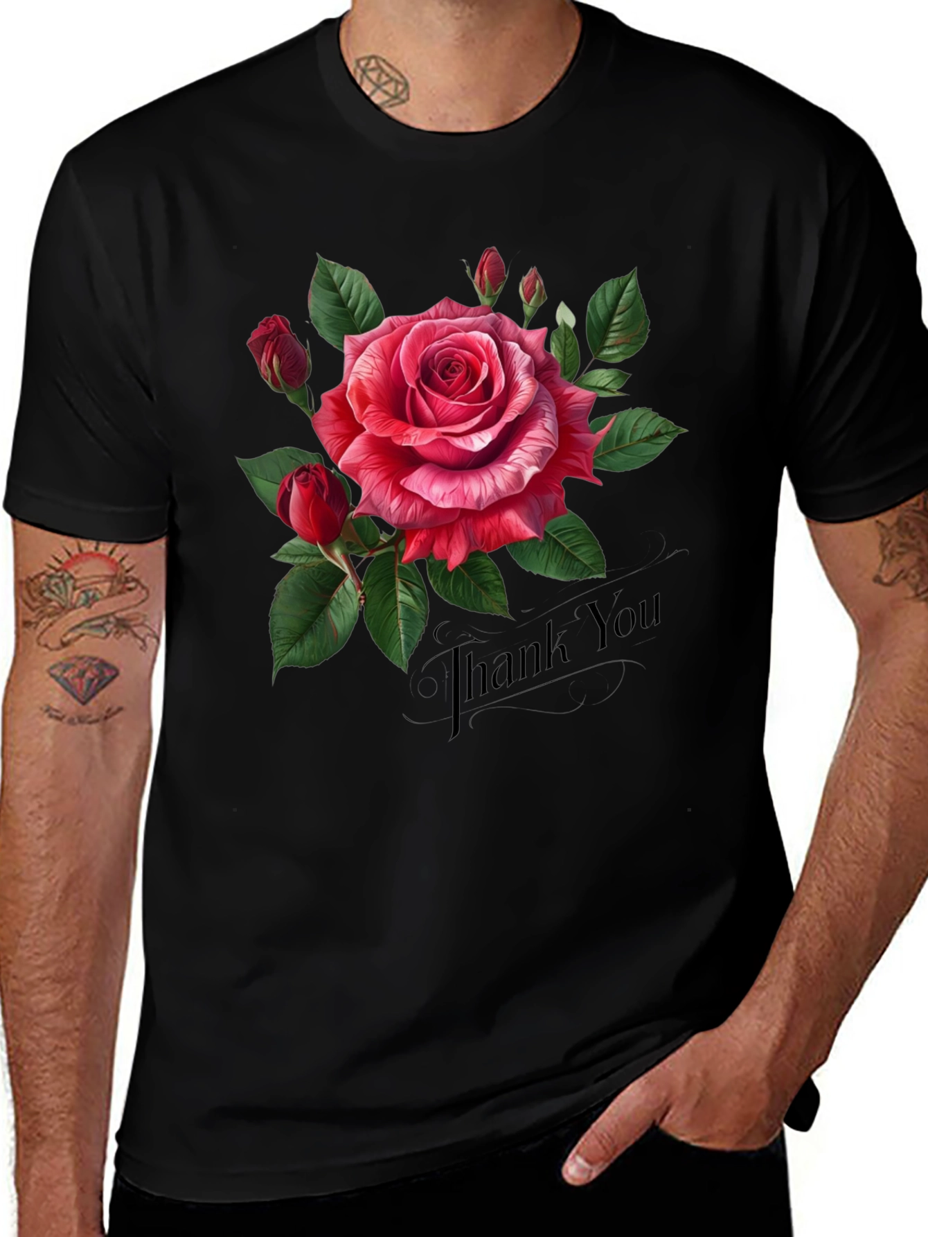 Elegant Rose Graphic Print Tee