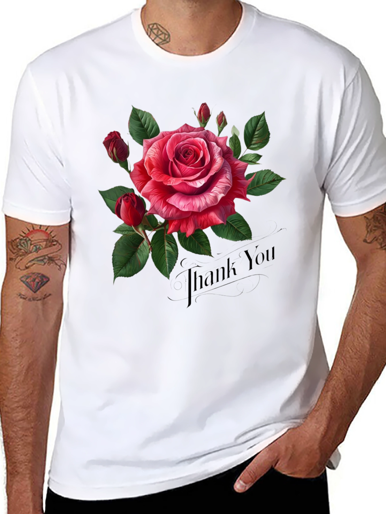 Elegant Rose Graphic Print Tee