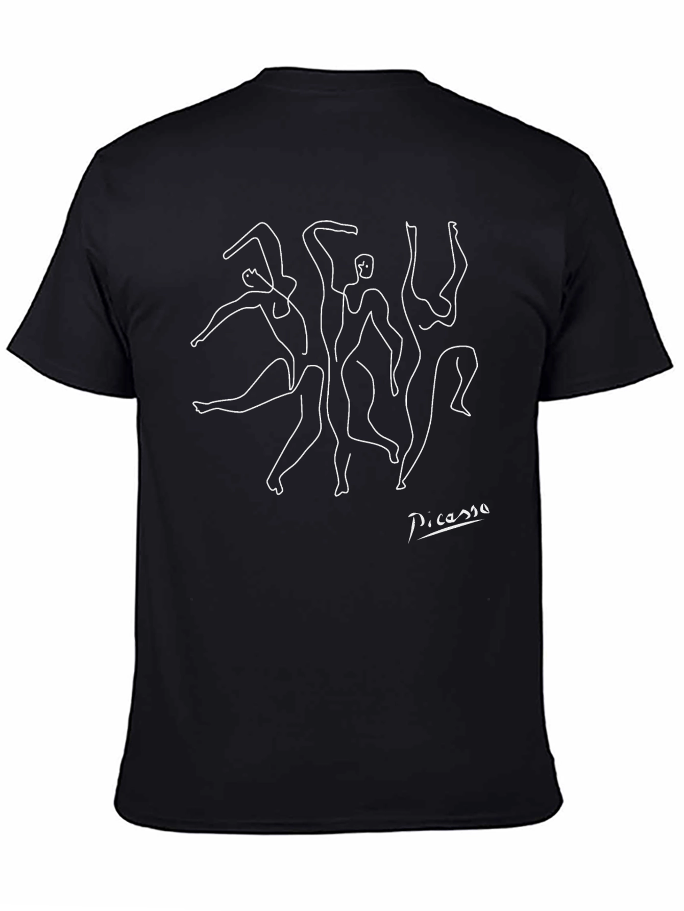 Picasso Dance Line Art Black T-Shirt