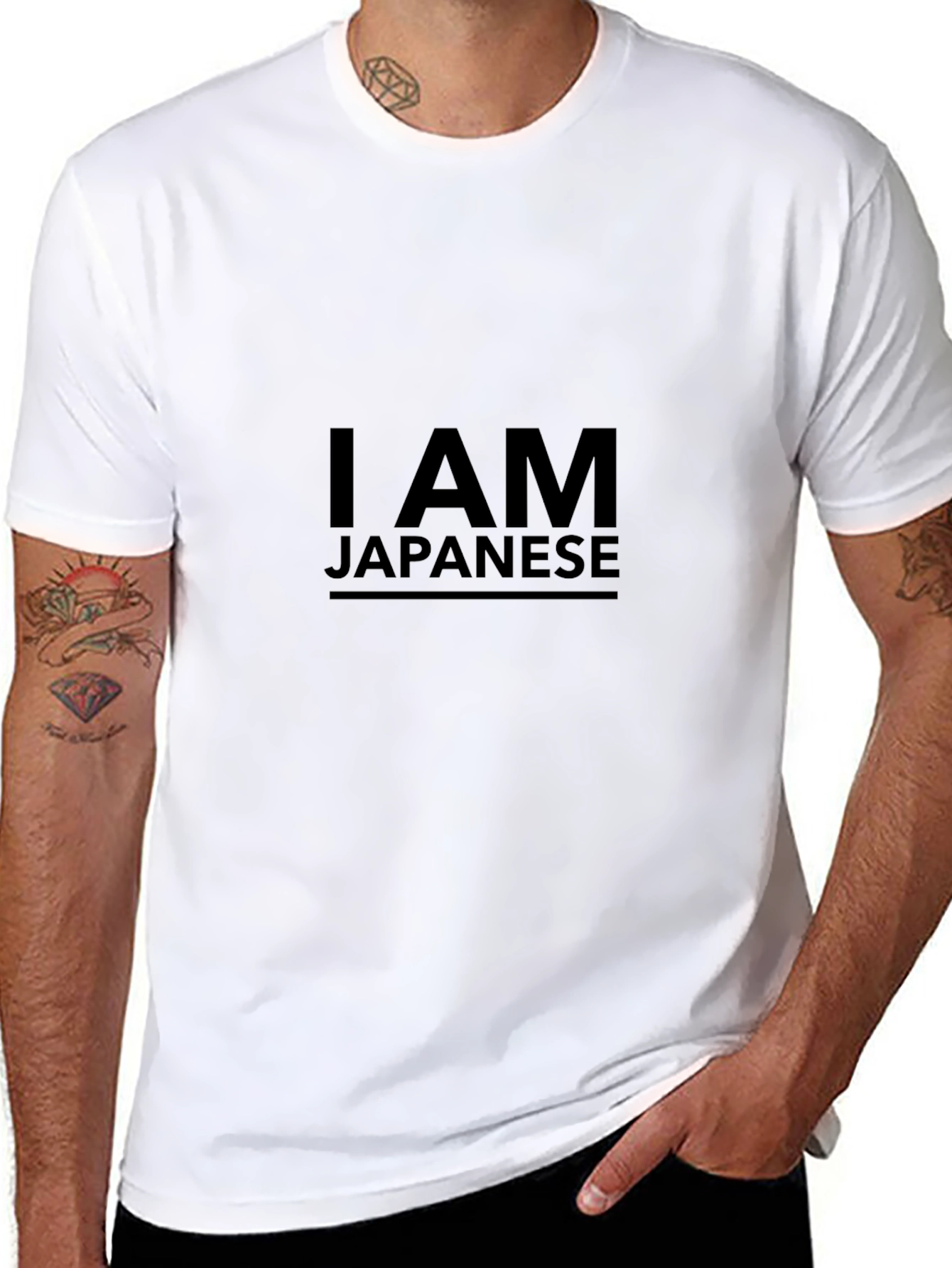 I AM Japanese Graphic Print Crew Neck T-Shirt