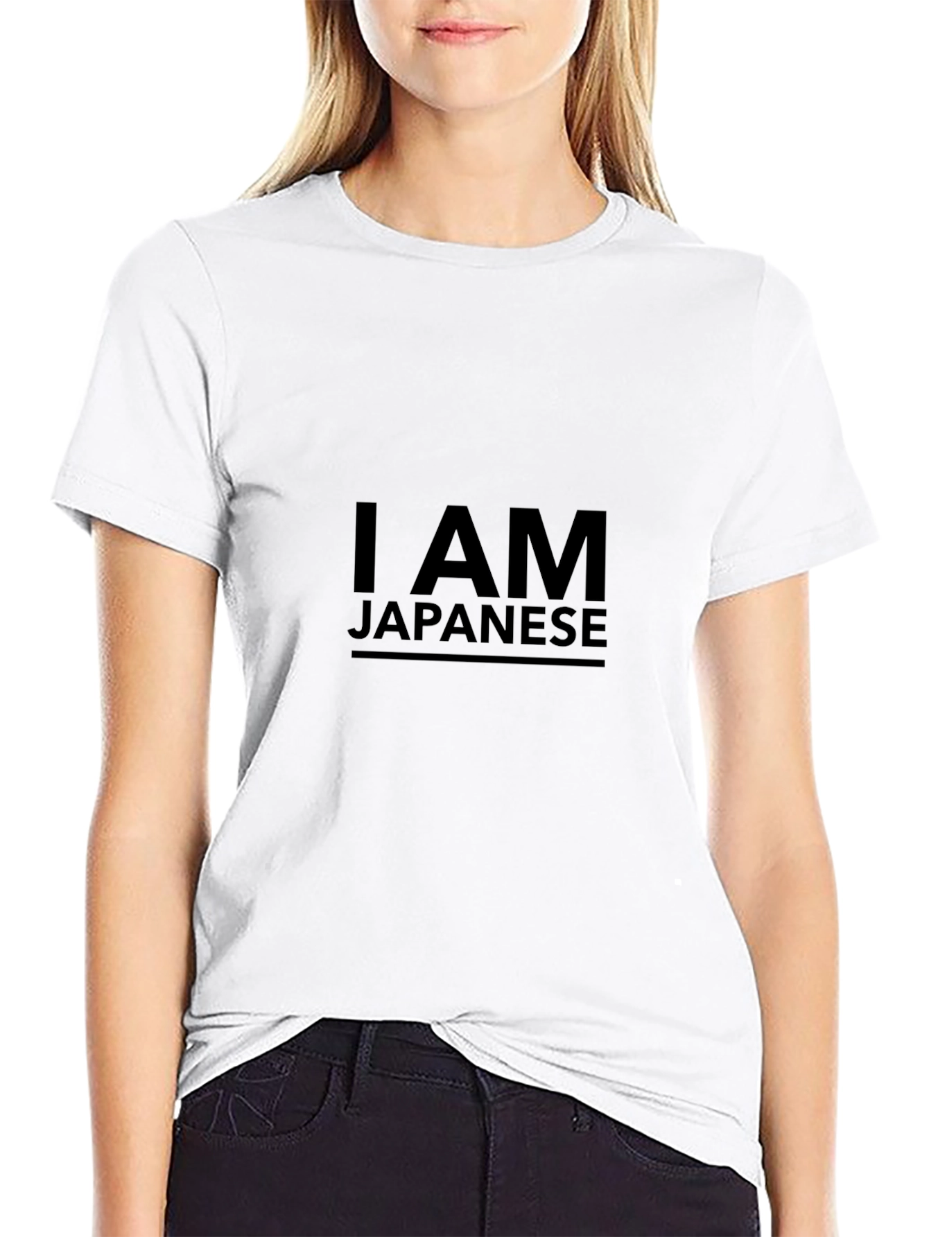 I AM Japanese Graphic Print Crew Neck T-Shirt