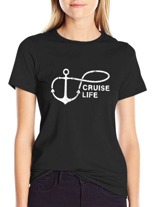 Cruise Life Graphic Tee - Black Anchor Design T-Shirt