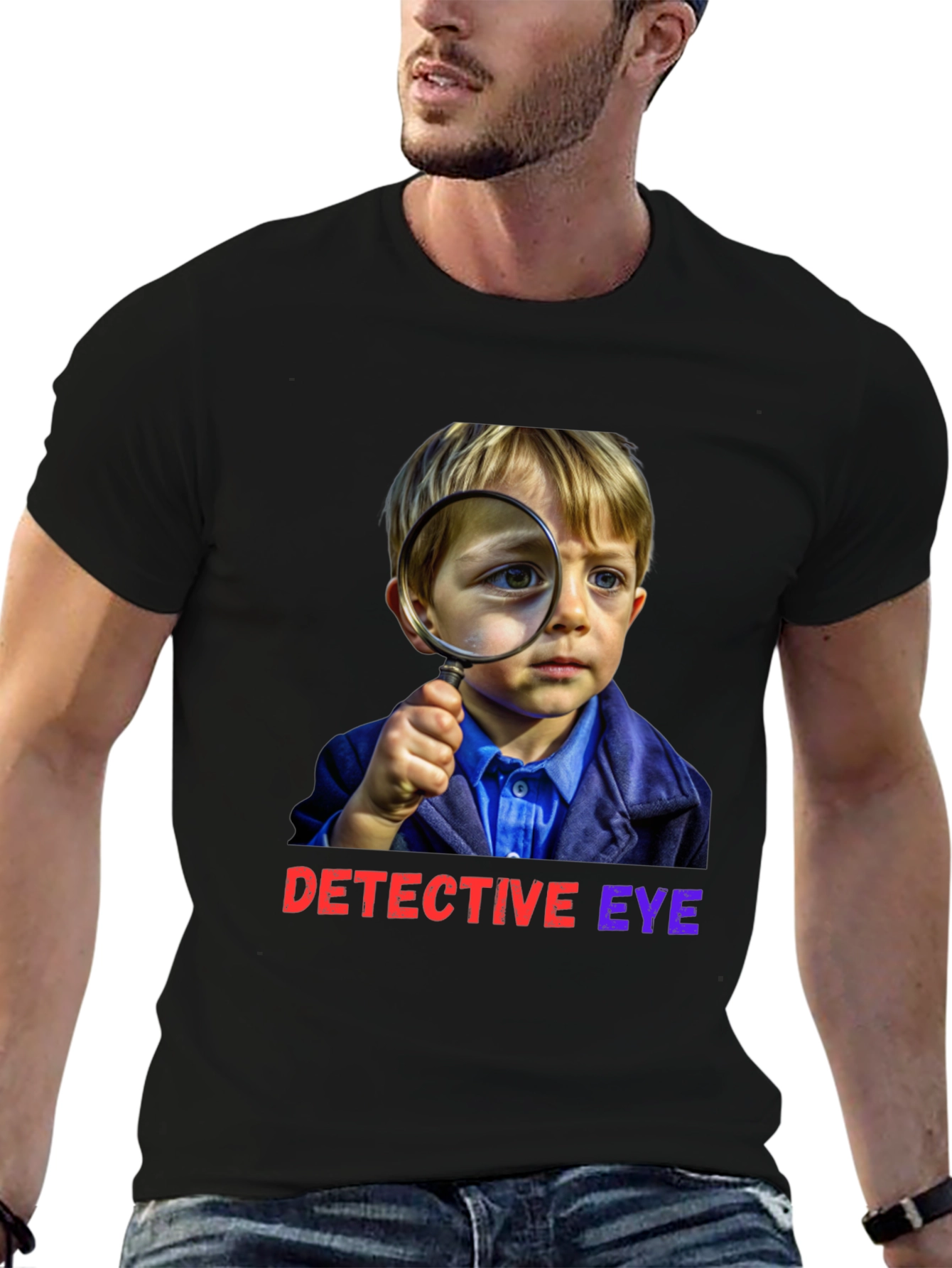 Detective Eye T-Shirt - Curious Kid with Magnifying Glass