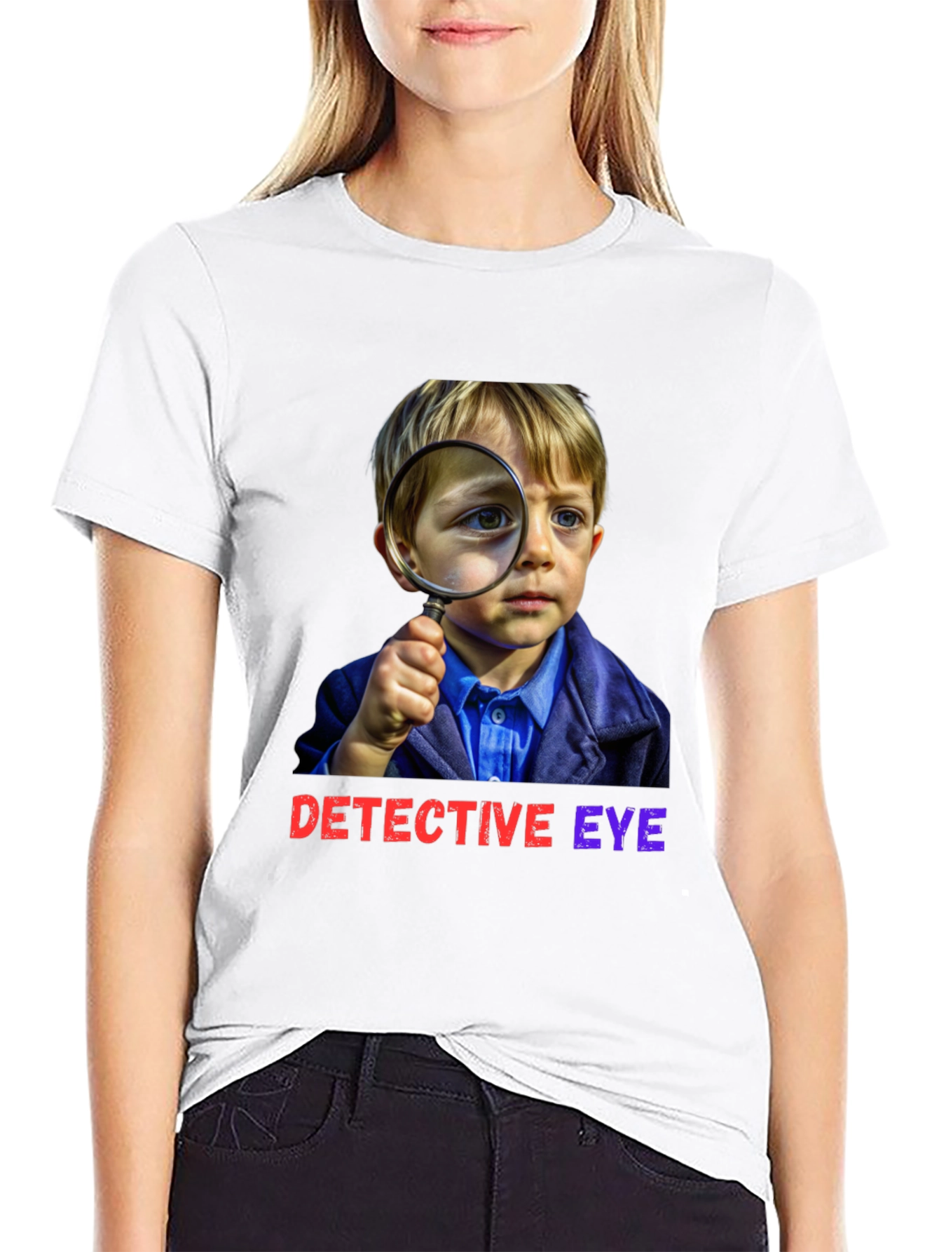 Detective Eye T-Shirt - Curious Kid with Magnifying Glass