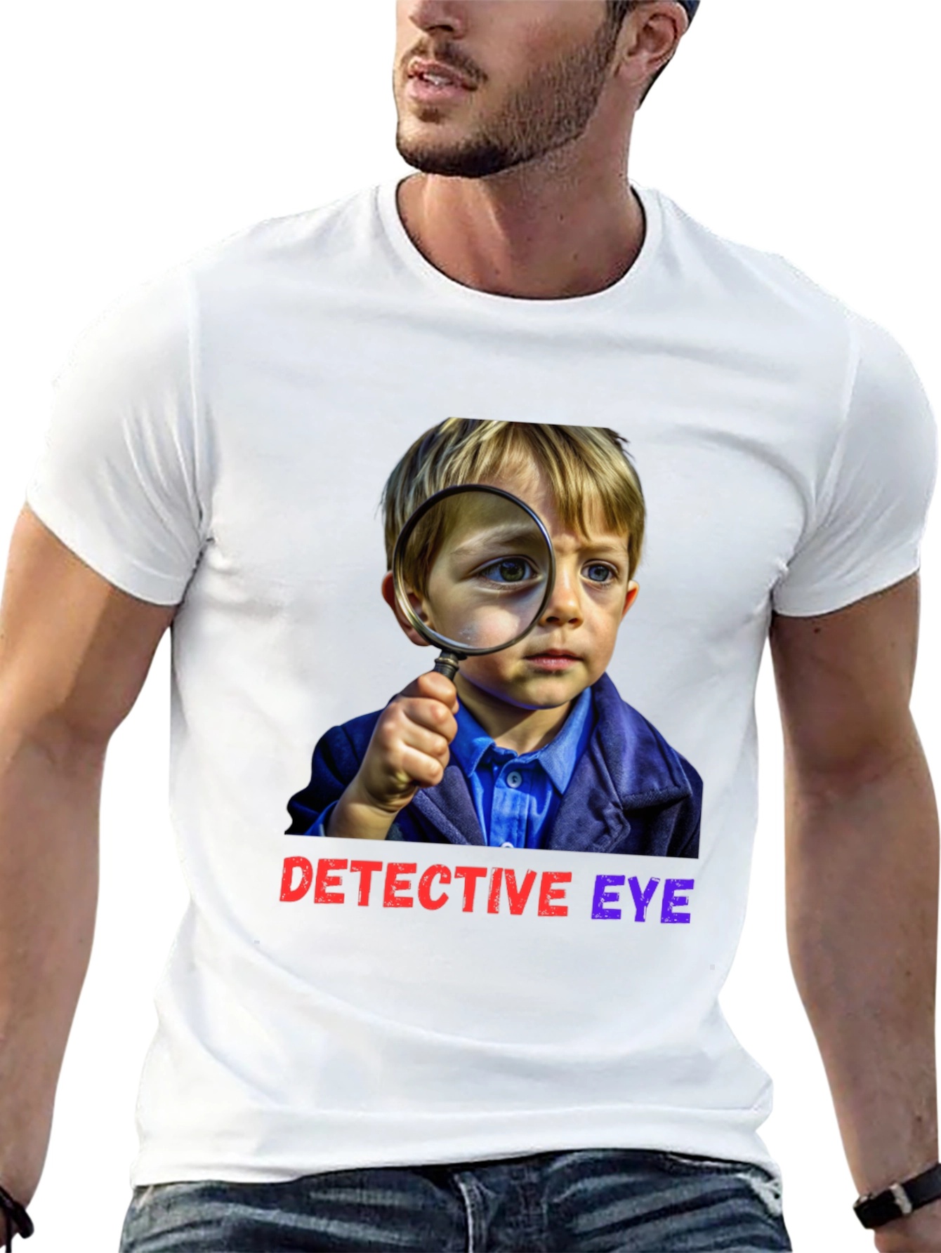 Detective Eye T-Shirt - Curious Kid with Magnifying Glass