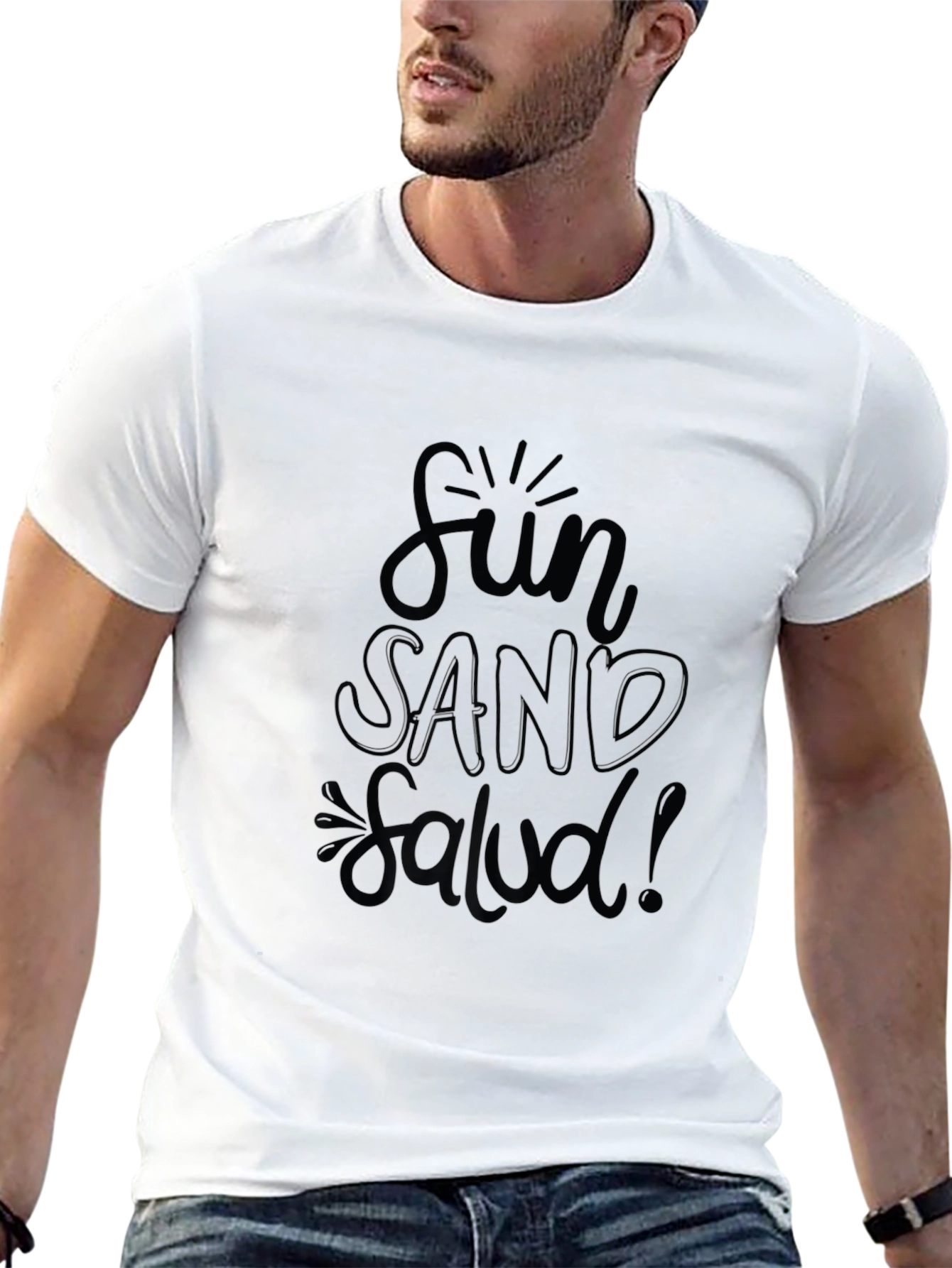 Fun Sand Salud! Mens Graphic T-Shirt