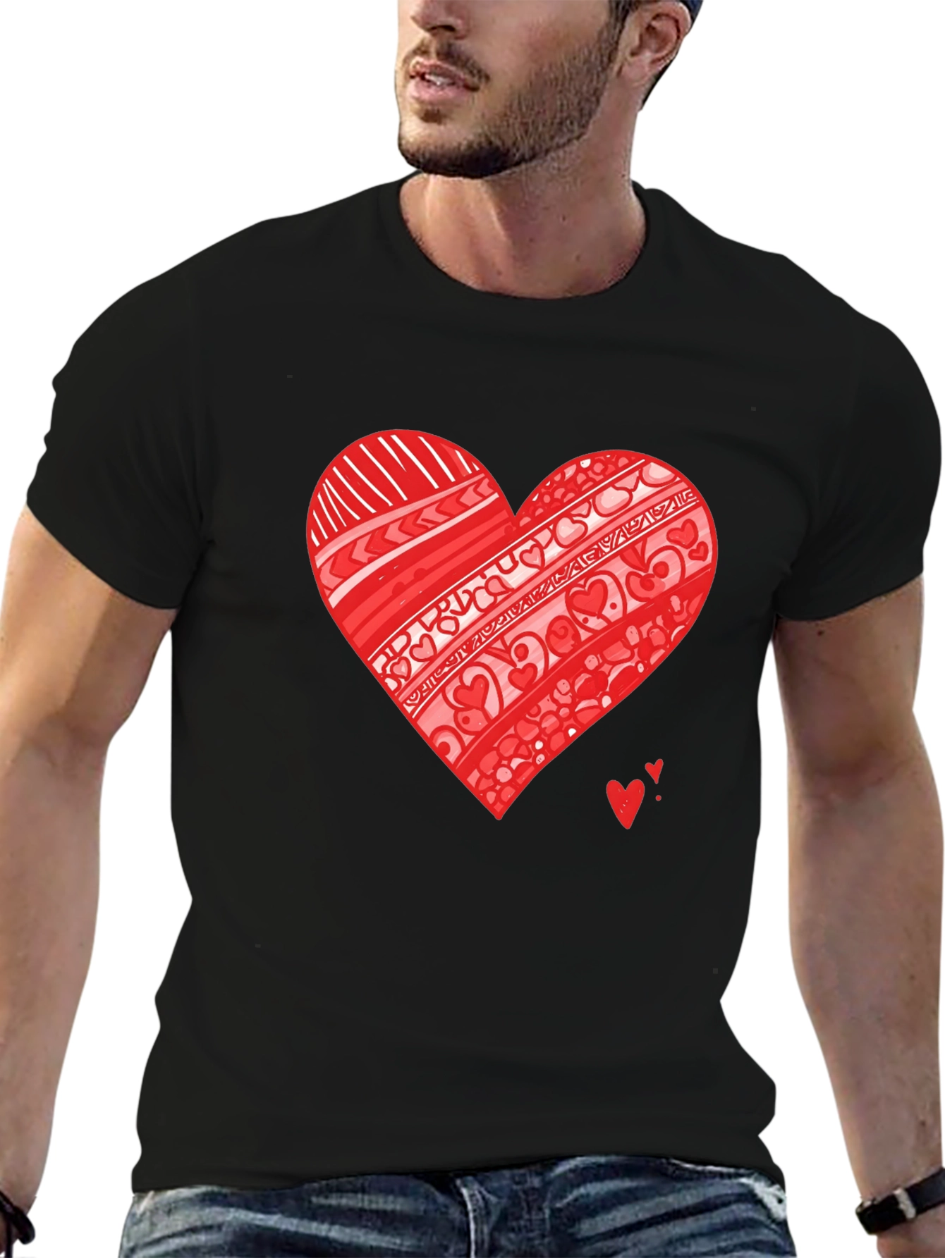 Heart Graphic Black Tee Shirt