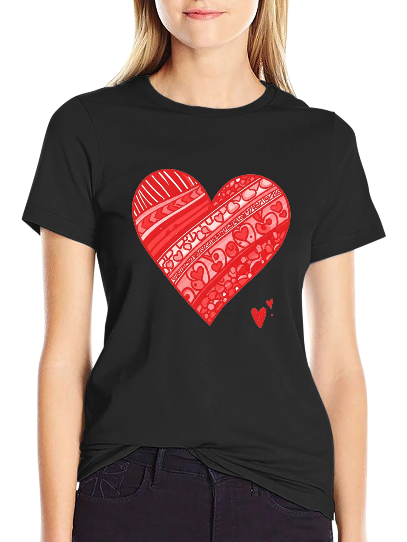 Heart Graphic Black Tee Shirt