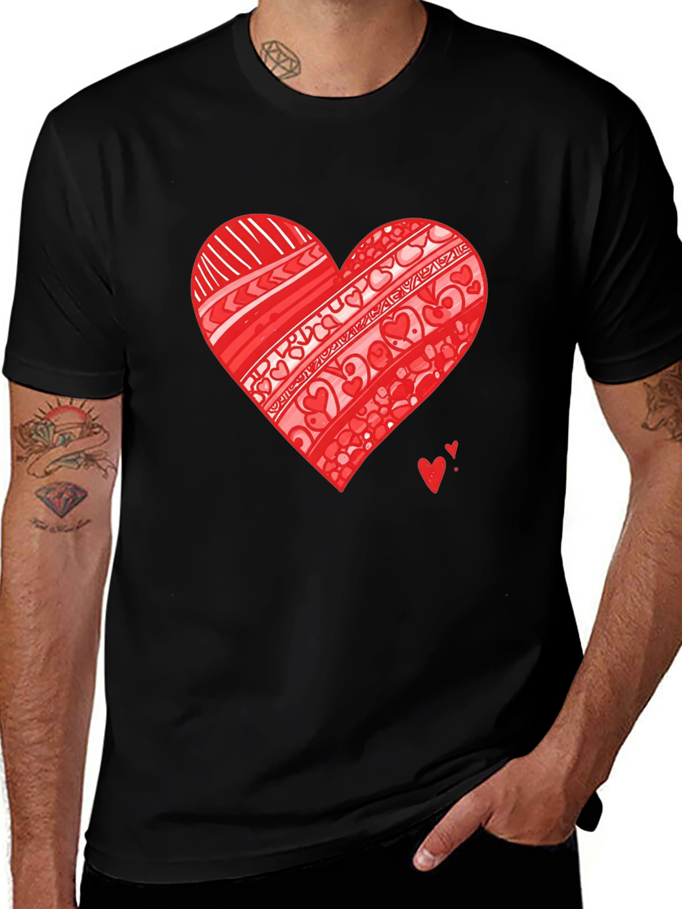 Heart Graphic Black Tee Shirt