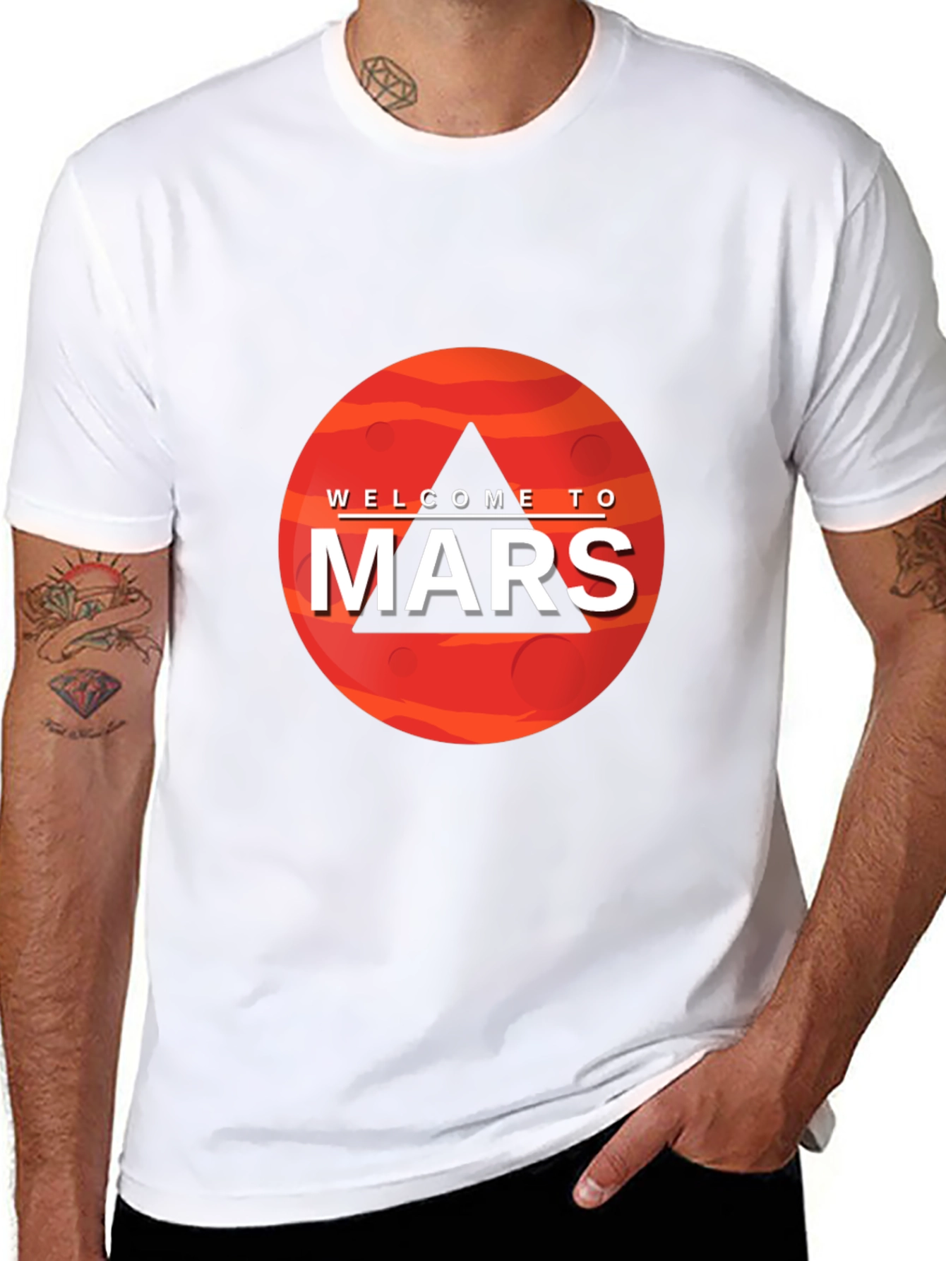 Welcome To Mars Graphic Tee - Space Adventure Shirt