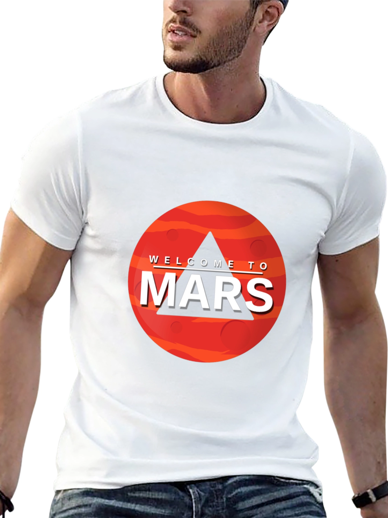 Welcome To Mars Graphic Tee - Space Adventure Shirt
