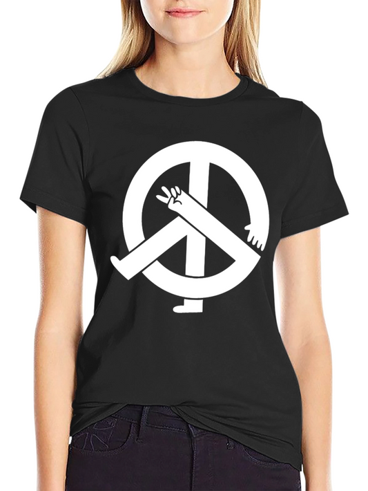 Peace Symbol Graphic Tee - Black Cotton T-Shirt