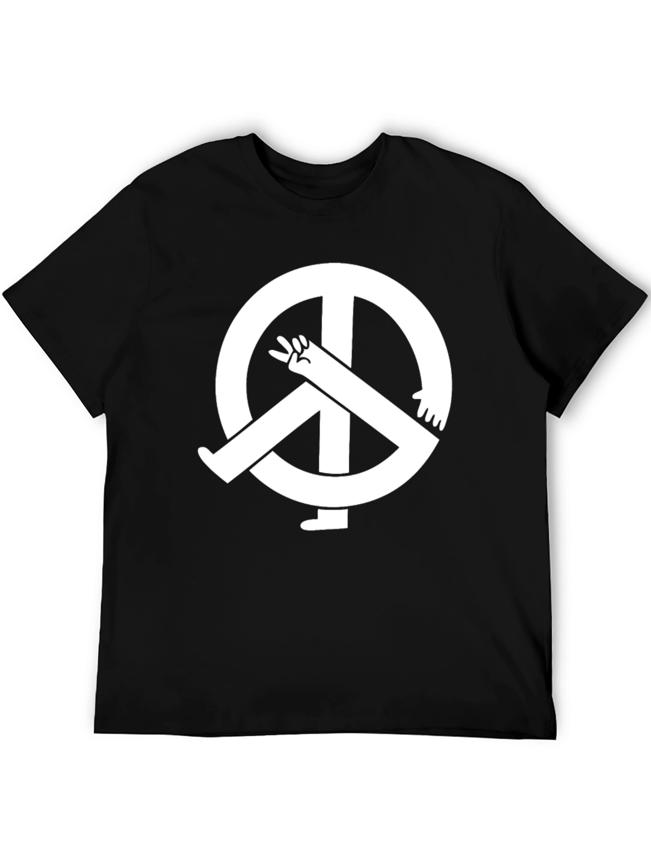Peace Symbol Graphic Tee - Black Cotton T-Shirt