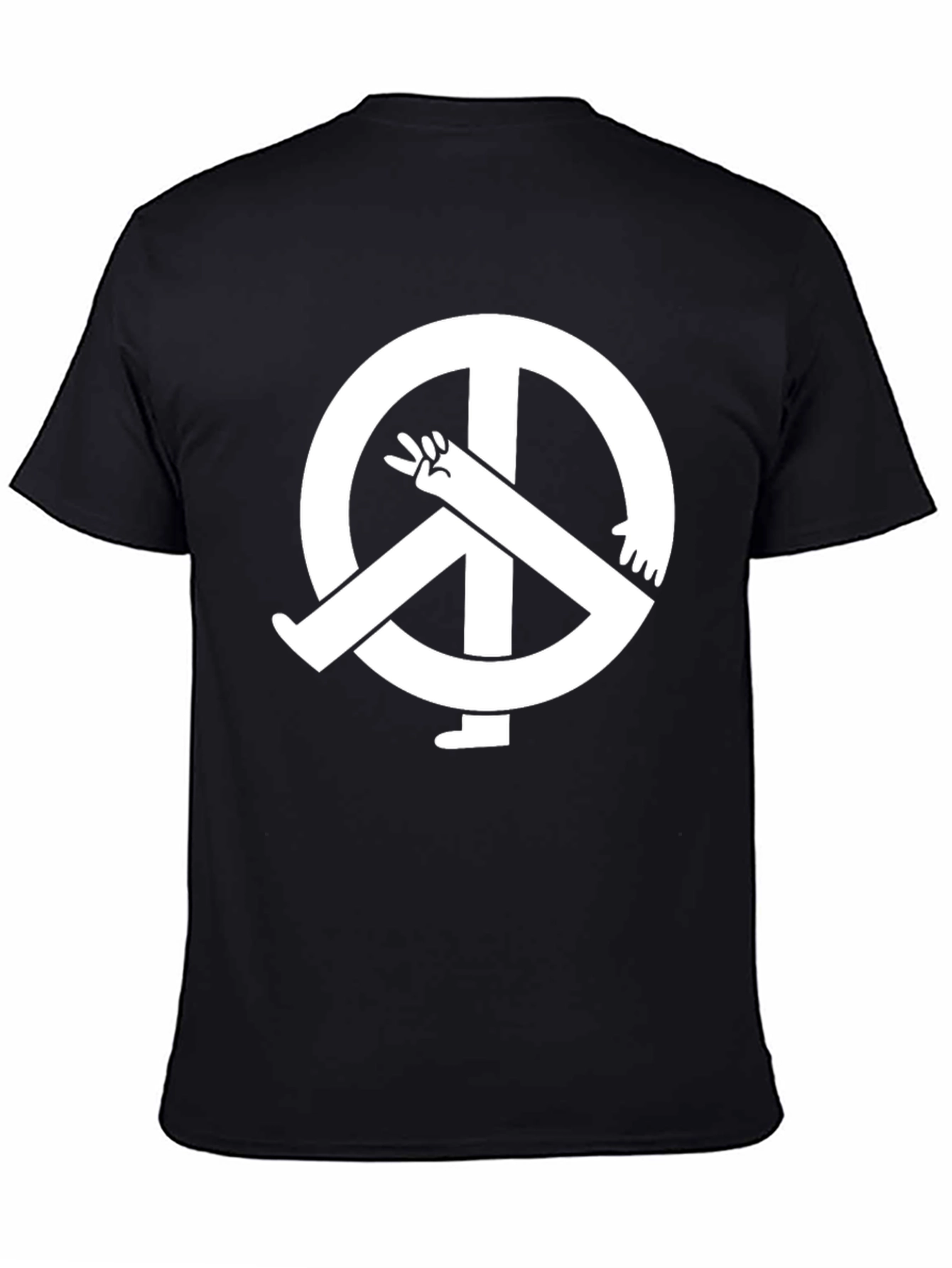 Peace Symbol Graphic Tee - Black Cotton T-Shirt