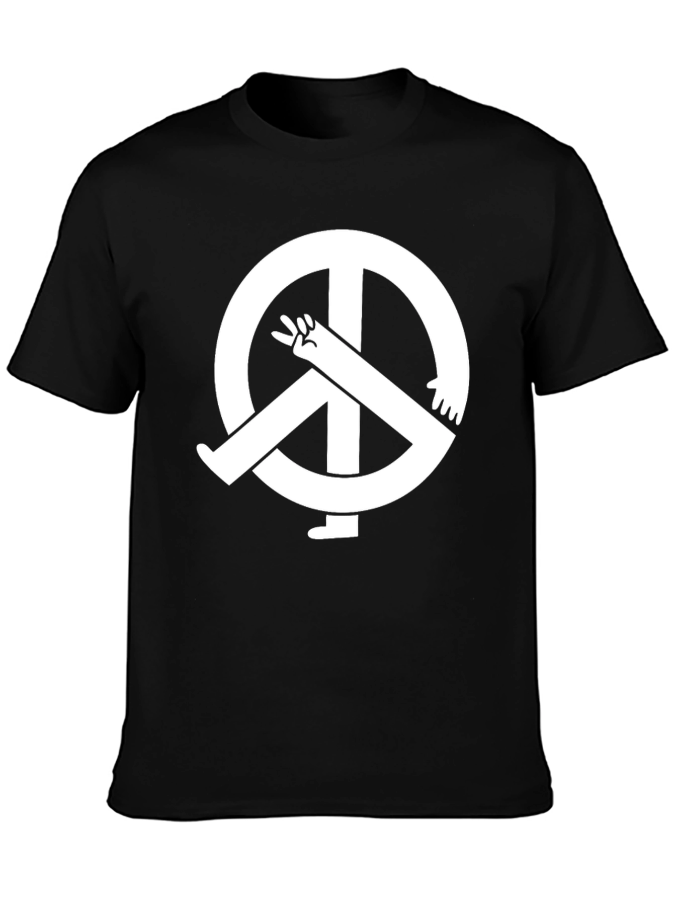 Peace Symbol Graphic Tee - Black Cotton T-Shirt