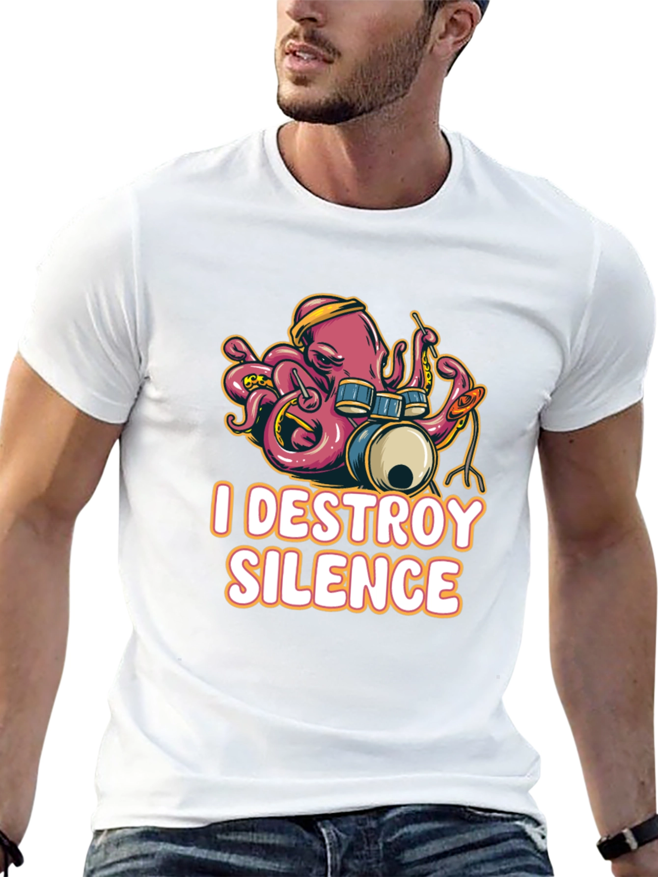 Octopus Drummer T-Shirt - I Destroy Silence