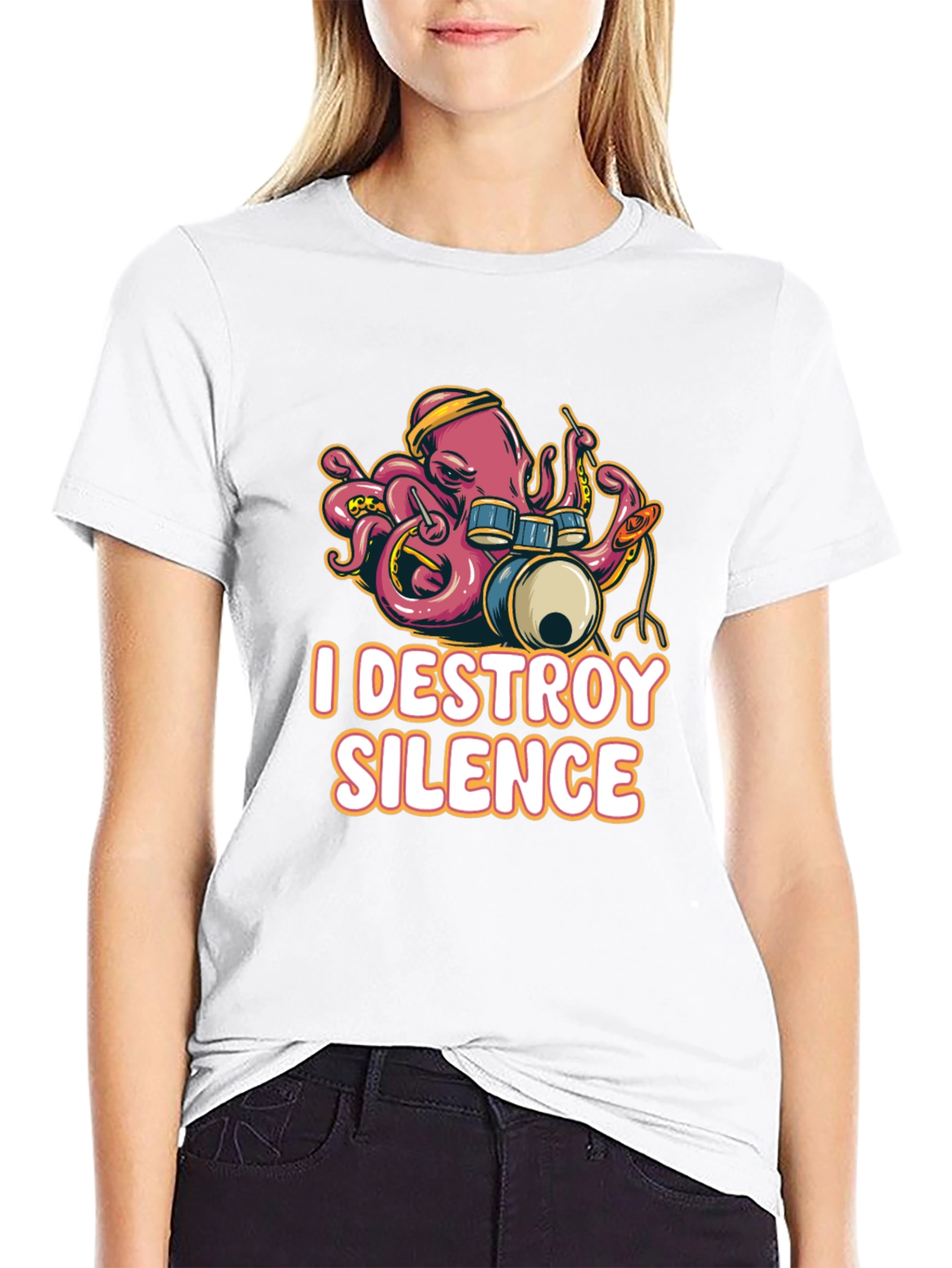 Octopus Drummer T-Shirt - I Destroy Silence