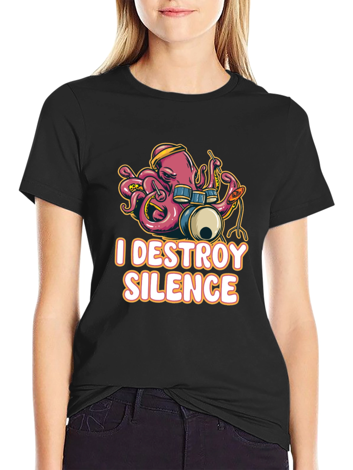 Octopus Drummer T-Shirt - I Destroy Silence