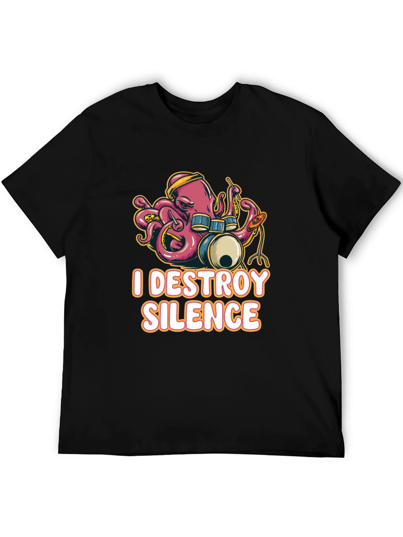 Octopus Drummer T-Shirt - I Destroy Silence