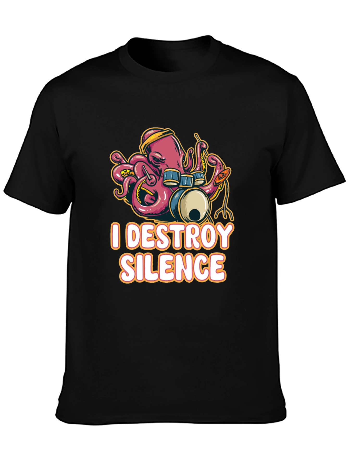 Octopus Drummer T-Shirt - I Destroy Silence