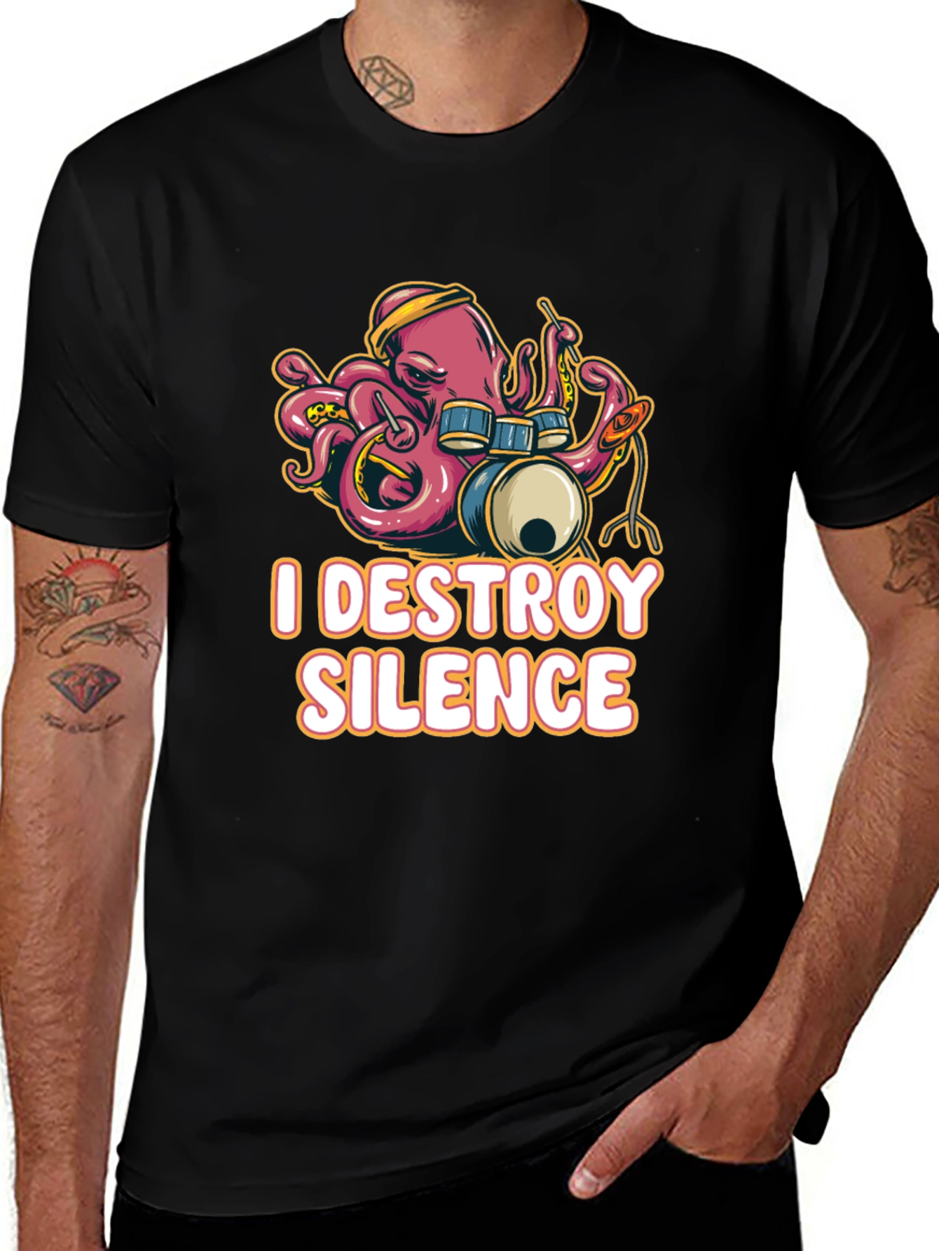Octopus Drummer T-Shirt - I Destroy Silence
