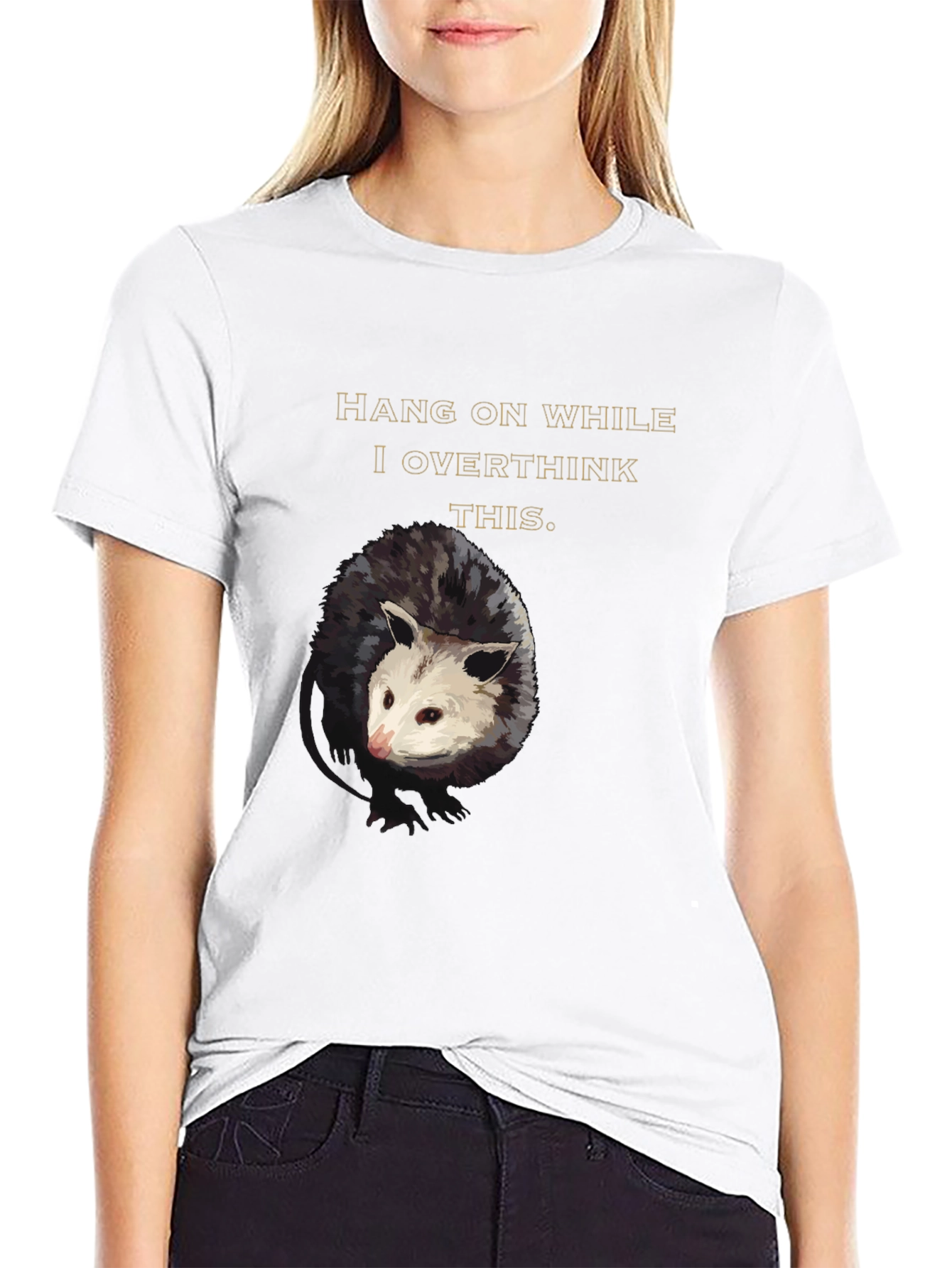Hang On Opossum Overthinking Graphic Tee
