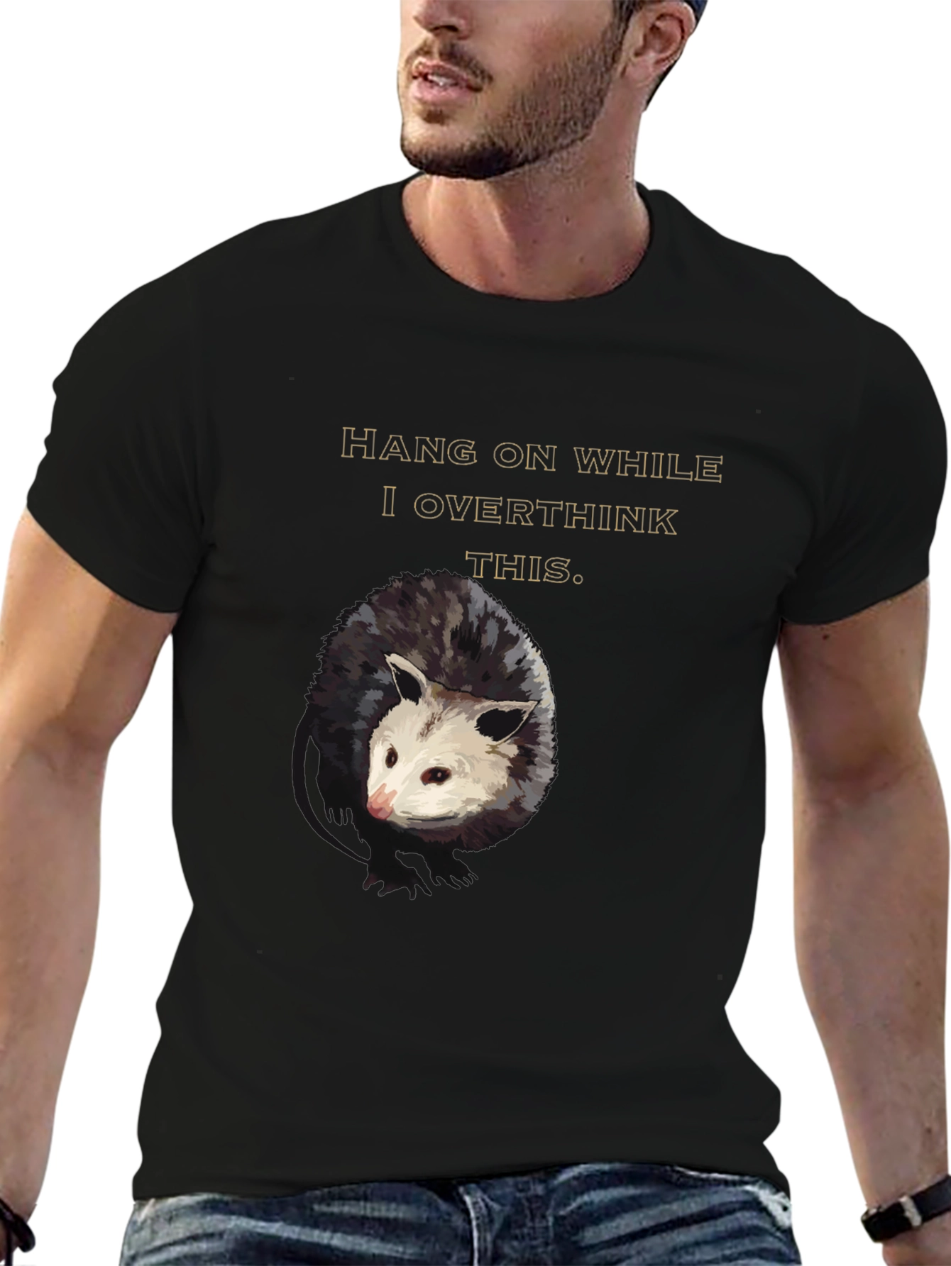 Hang On Opossum Overthinking Graphic Tee