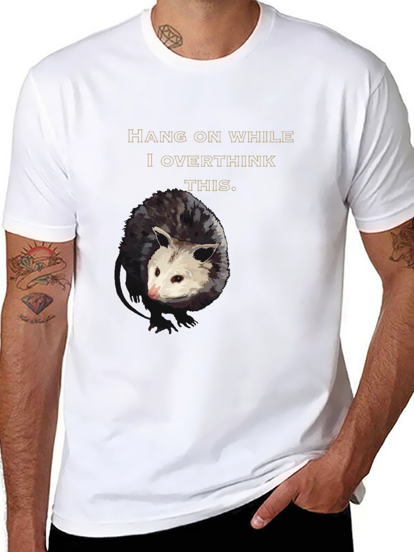 Hang On Opossum Overthinking Graphic Tee