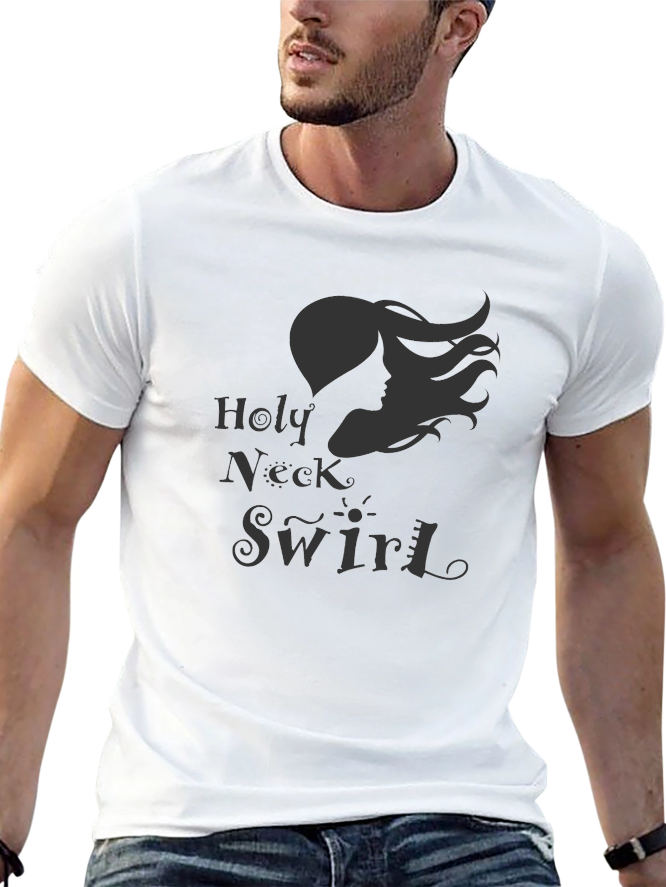 Holy Neck Swirl Graphic Tee - Black Casual Shirt