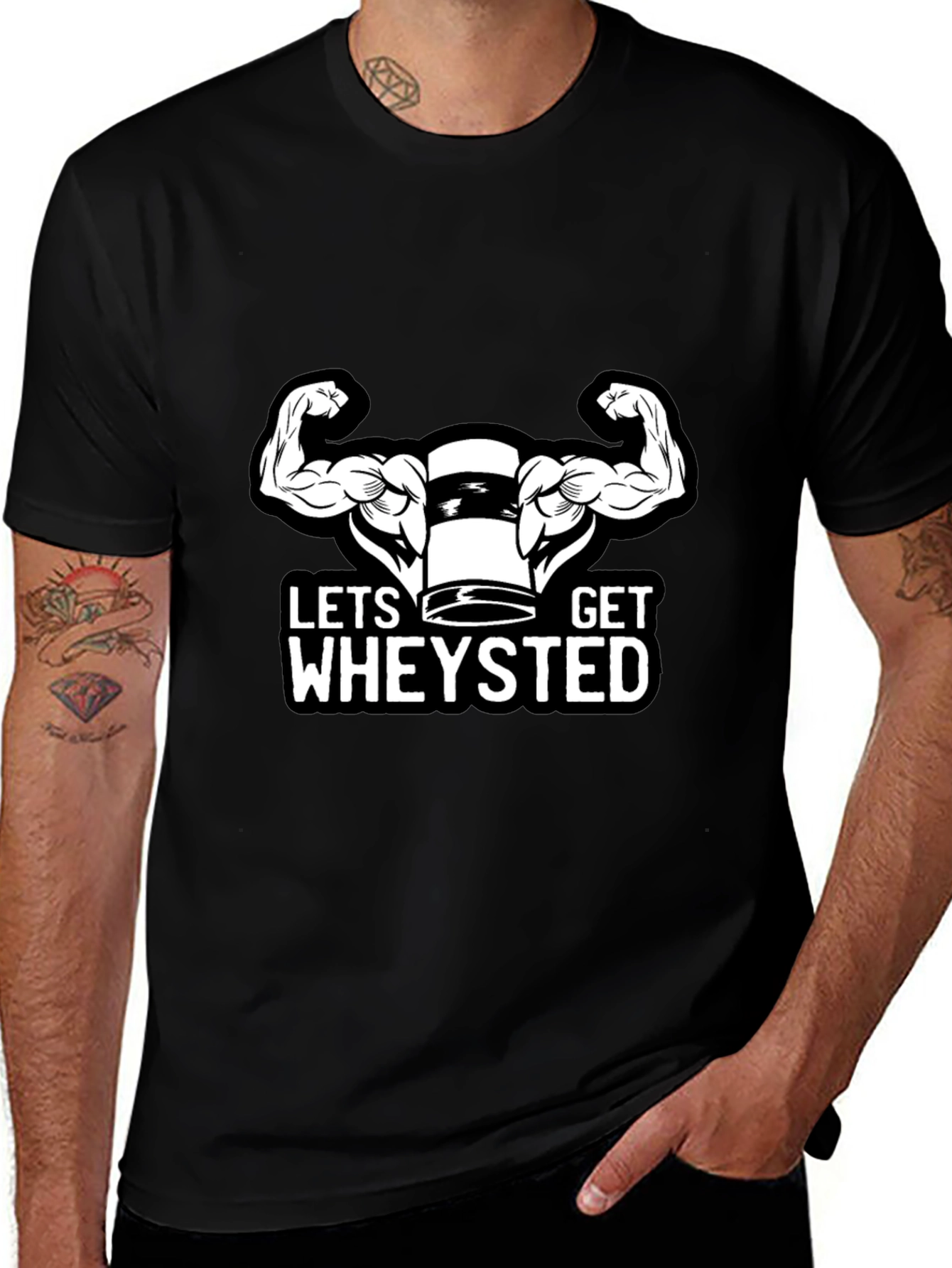 Lets Get Wheysted Black T-Shirt Gym Workout