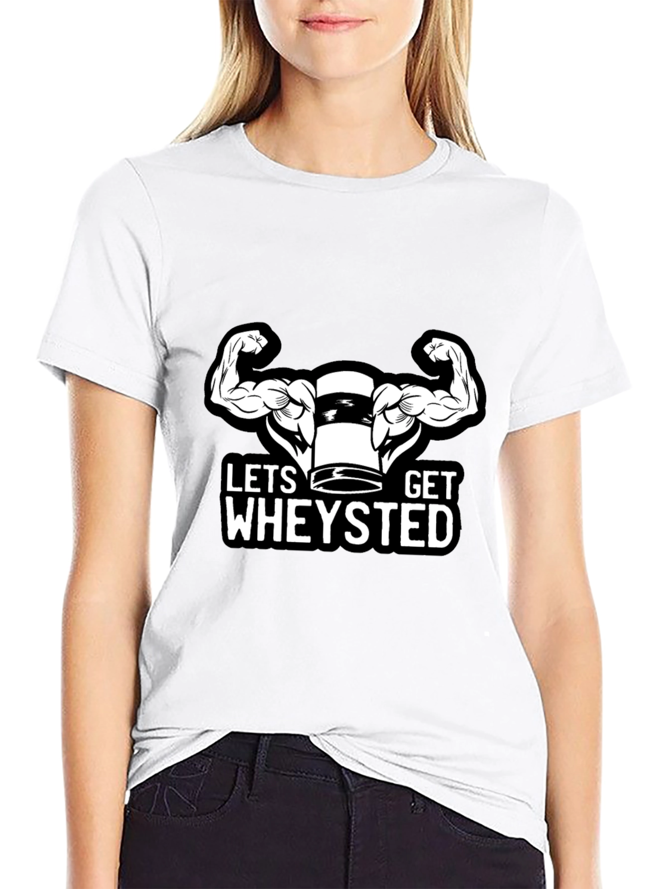 Lets Get Wheysted Black T-Shirt Gym Workout