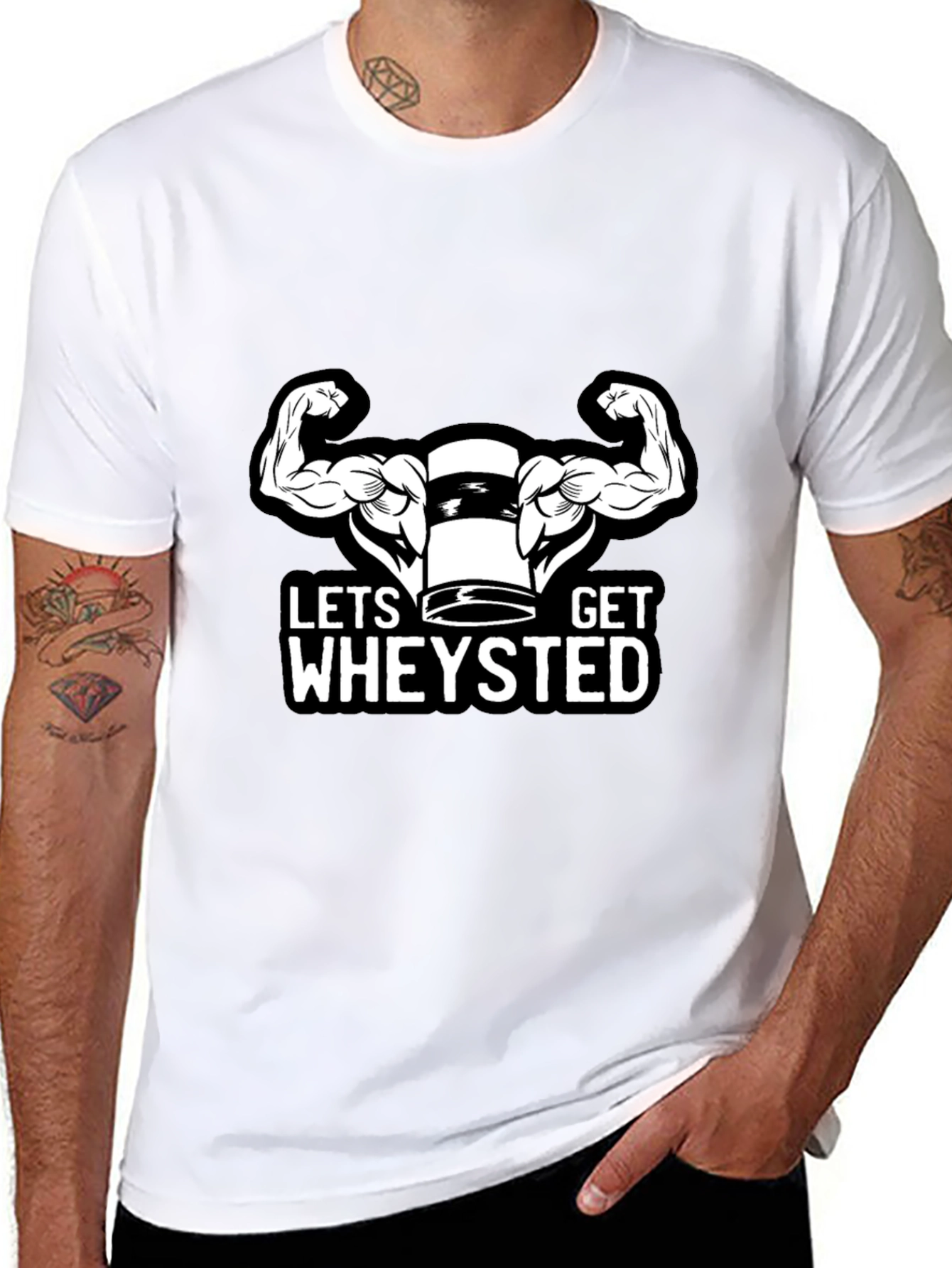 Lets Get Wheysted Black T-Shirt Gym Workout
