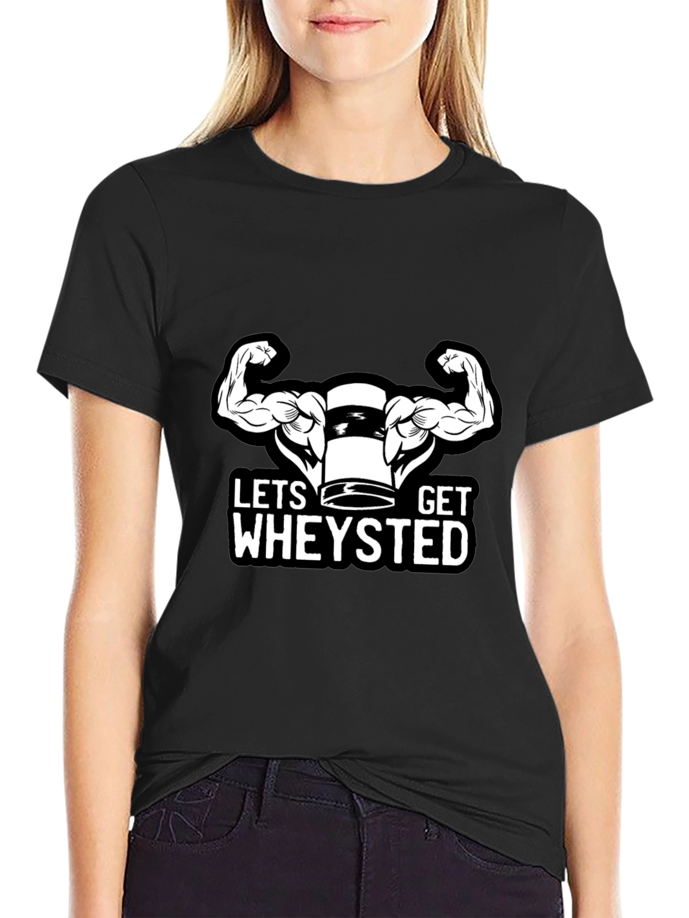 Lets Get Wheysted Black T-Shirt Gym Workout