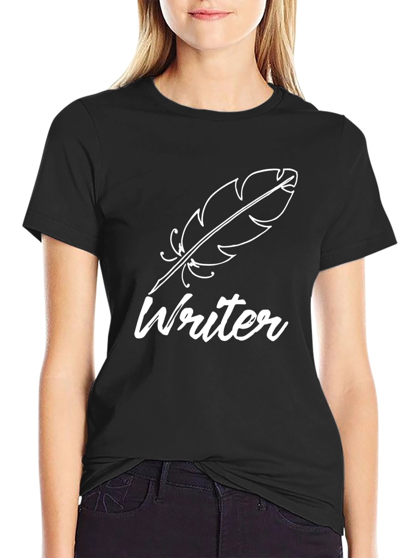 Writer Feather Black T-Shirt