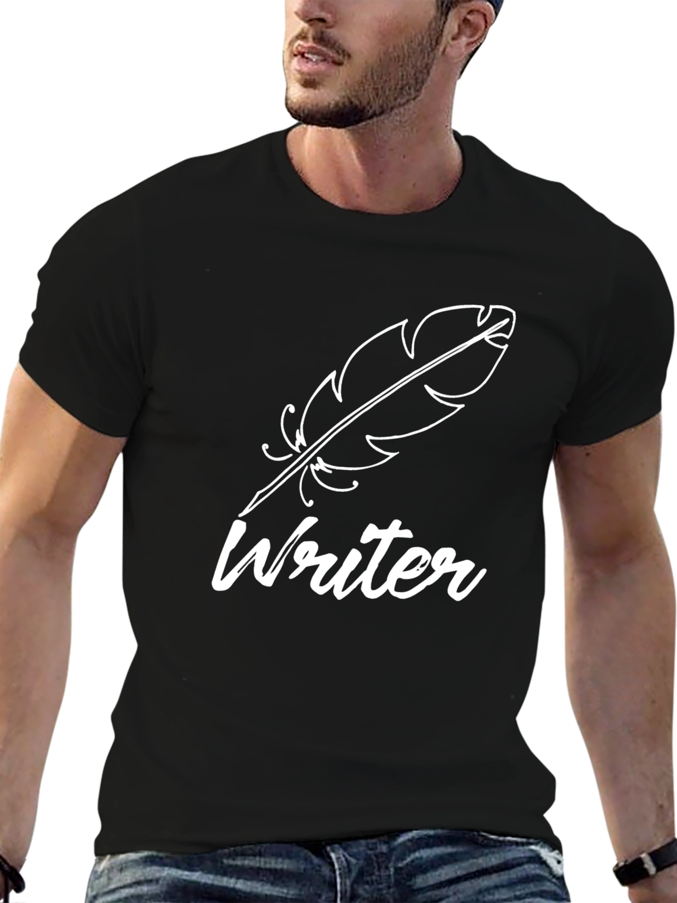 Writer Feather Black T-Shirt