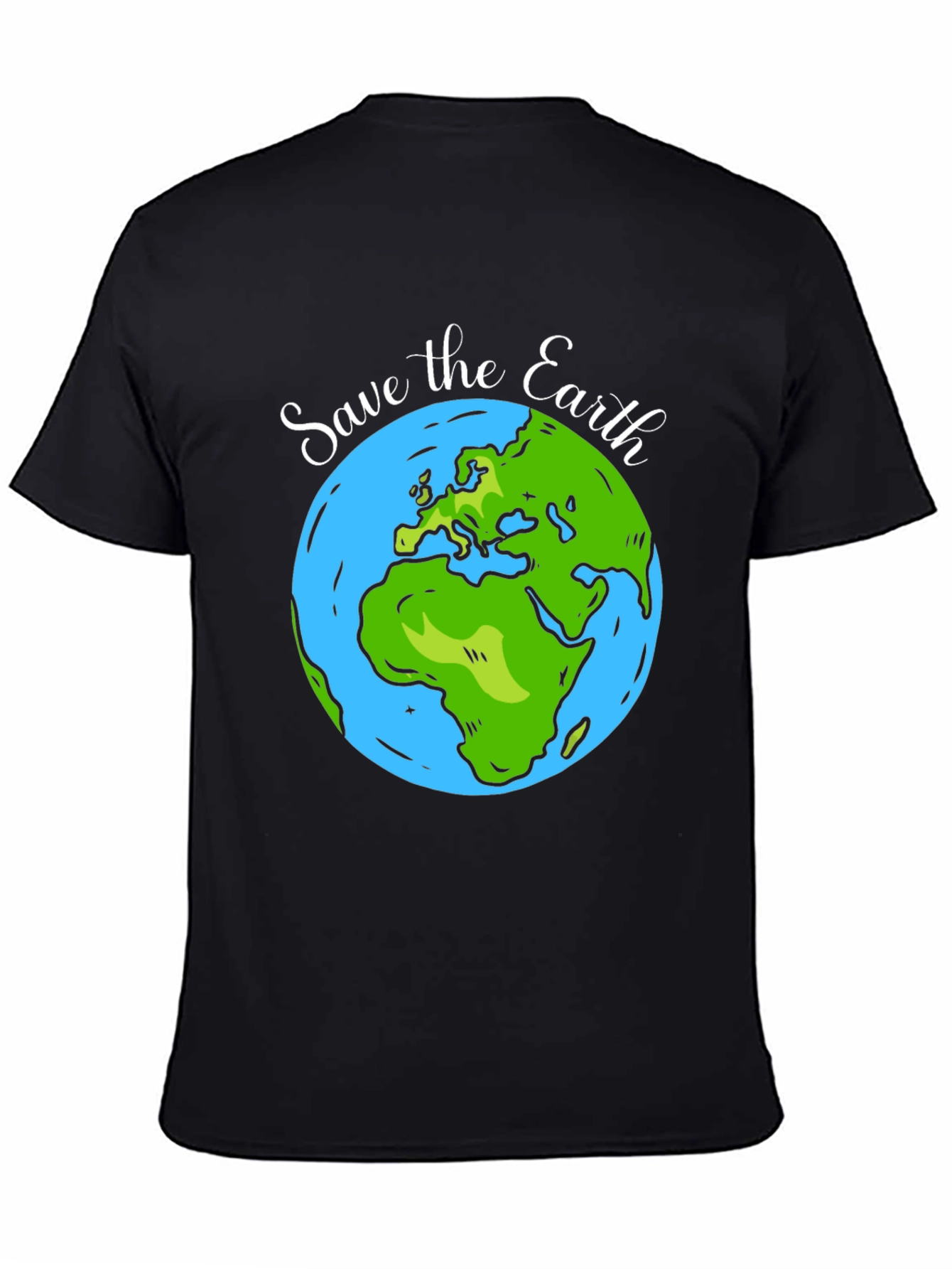 Save the Earth Graphic Print Black T-Shirt