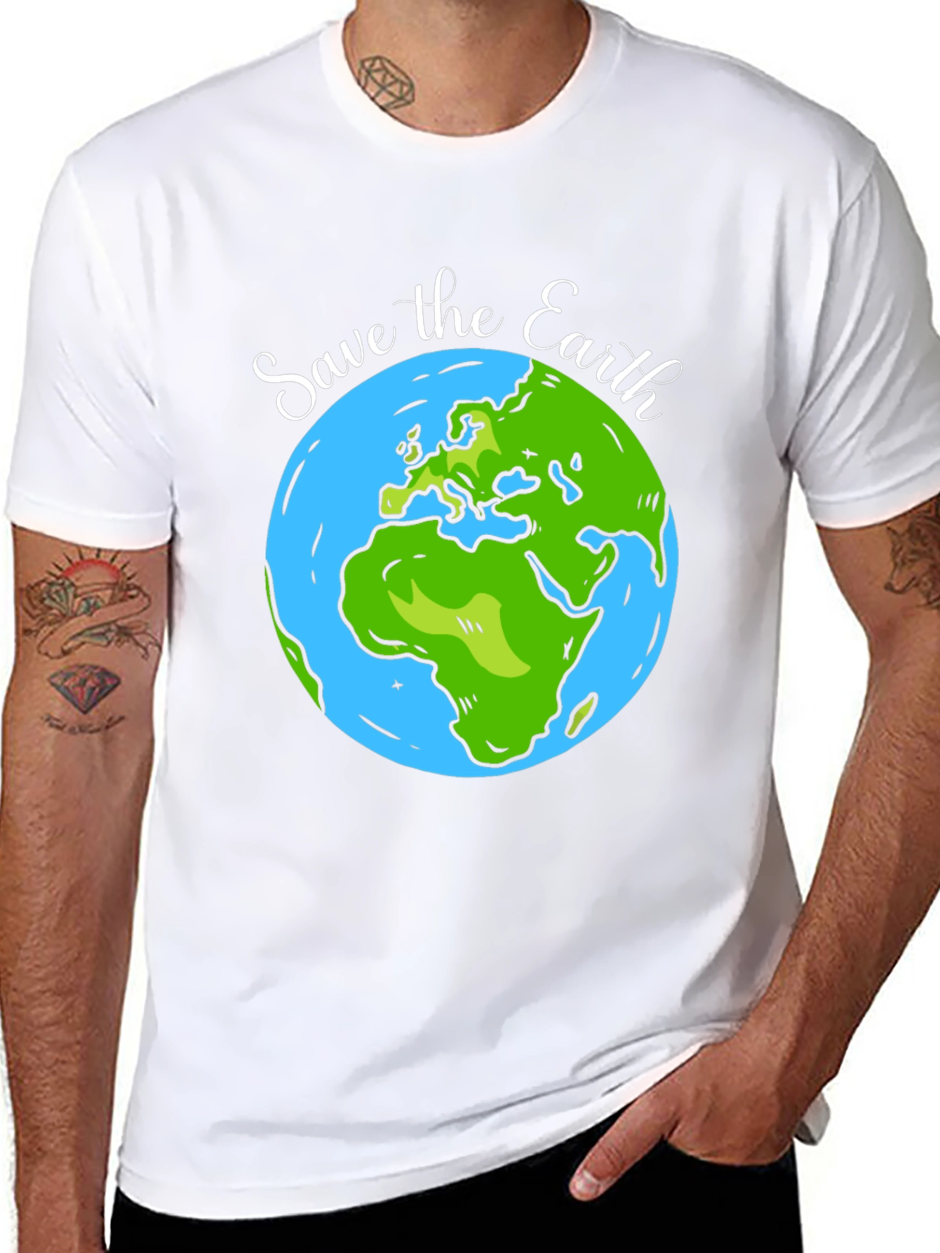 Save the Earth Graphic Print Black T-Shirt