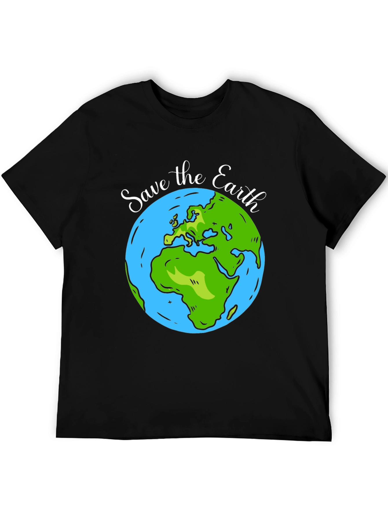 Save the Earth Graphic Print Black T-Shirt