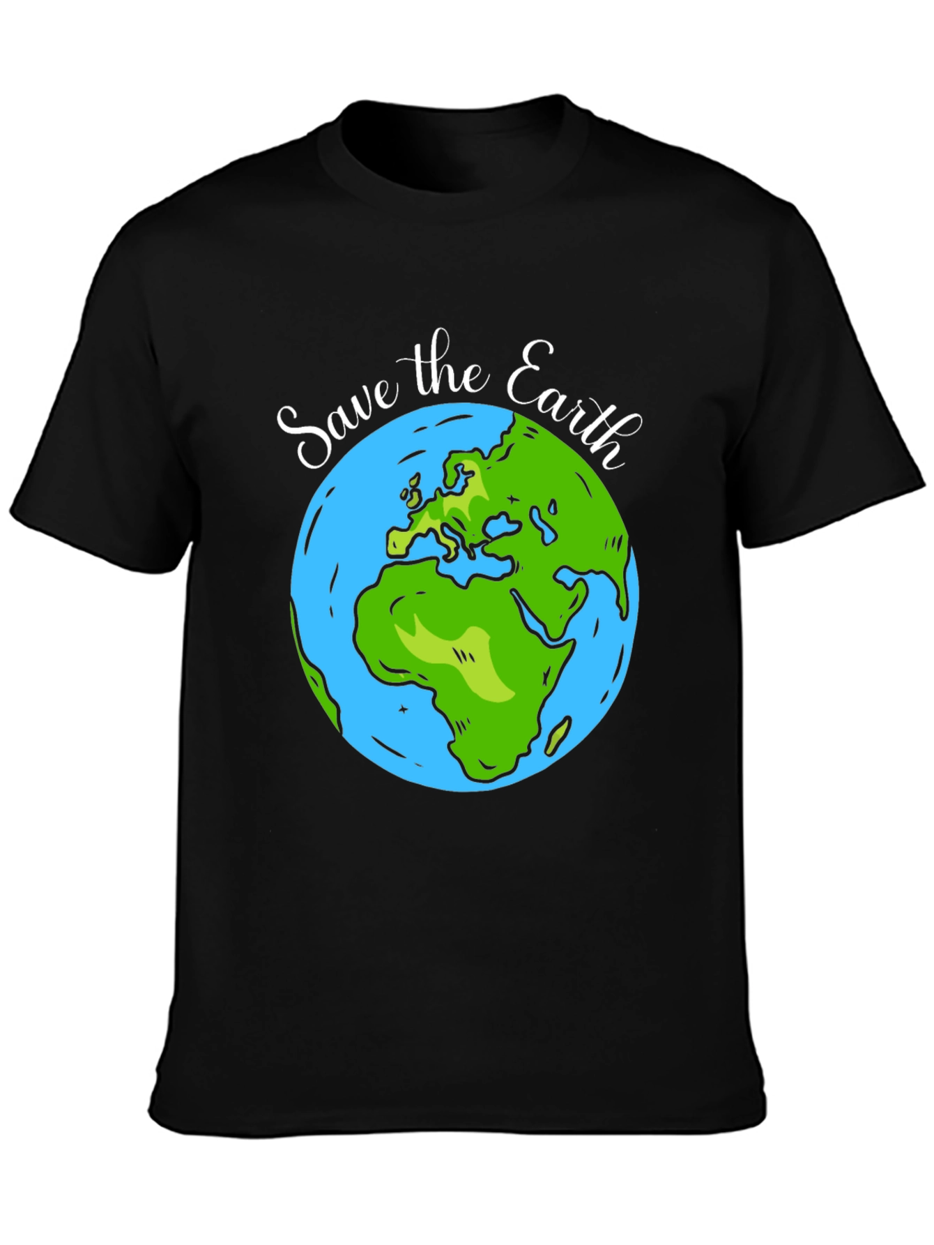 Save the Earth Graphic Print Black T-Shirt