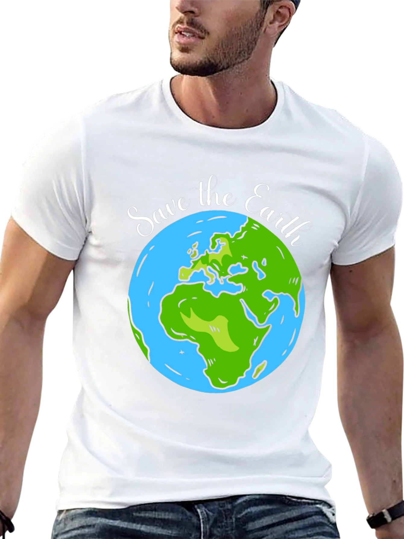 Save the Earth Graphic Print Black T-Shirt