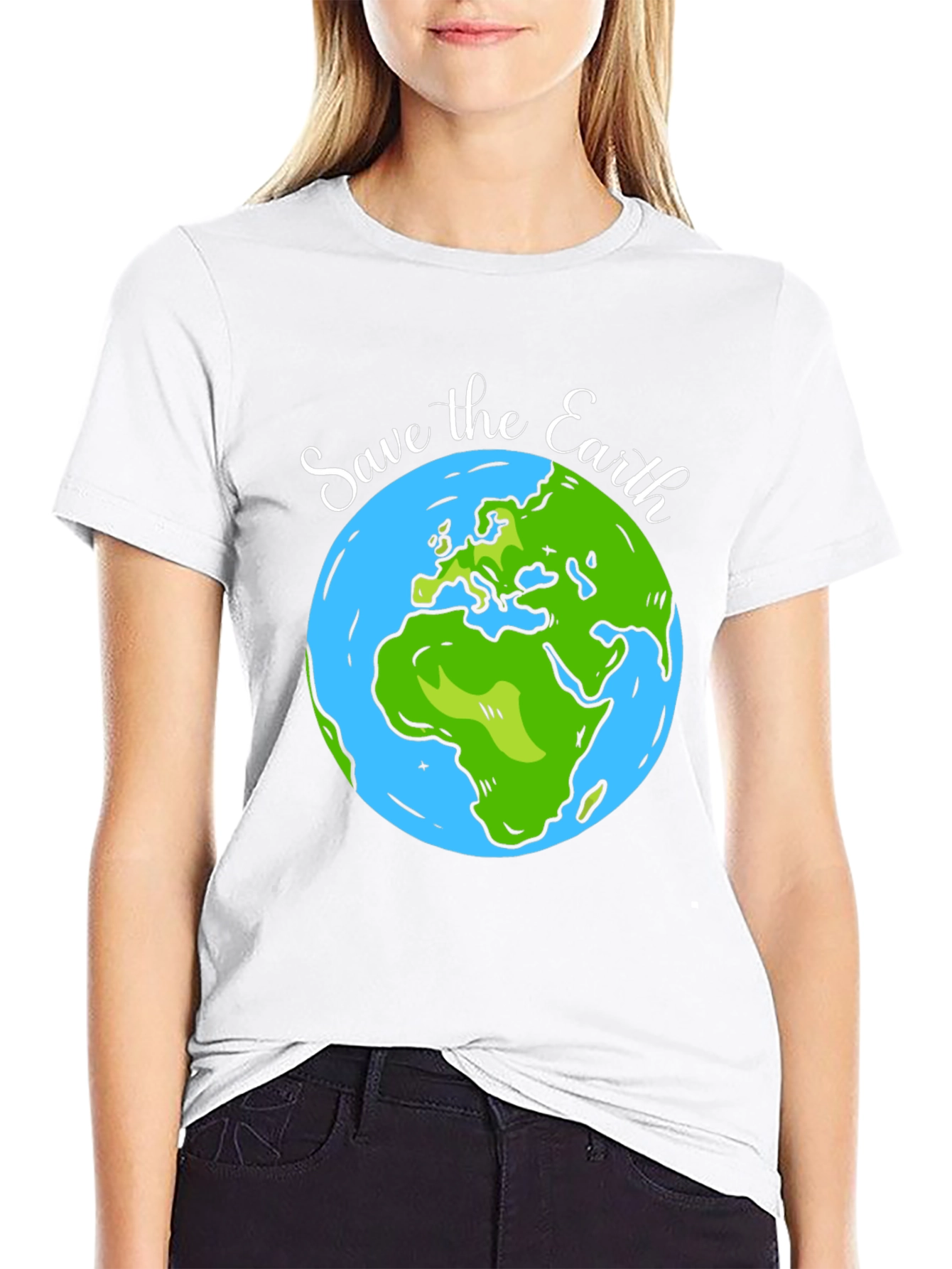Save the Earth Graphic Print Black T-Shirt