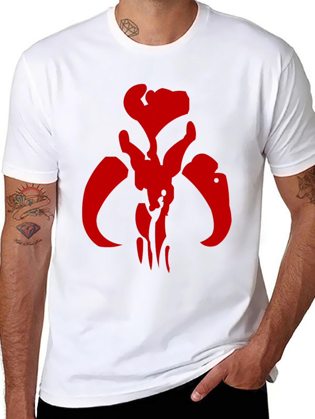 Red Mandalorian Symbol Black T-Shirt