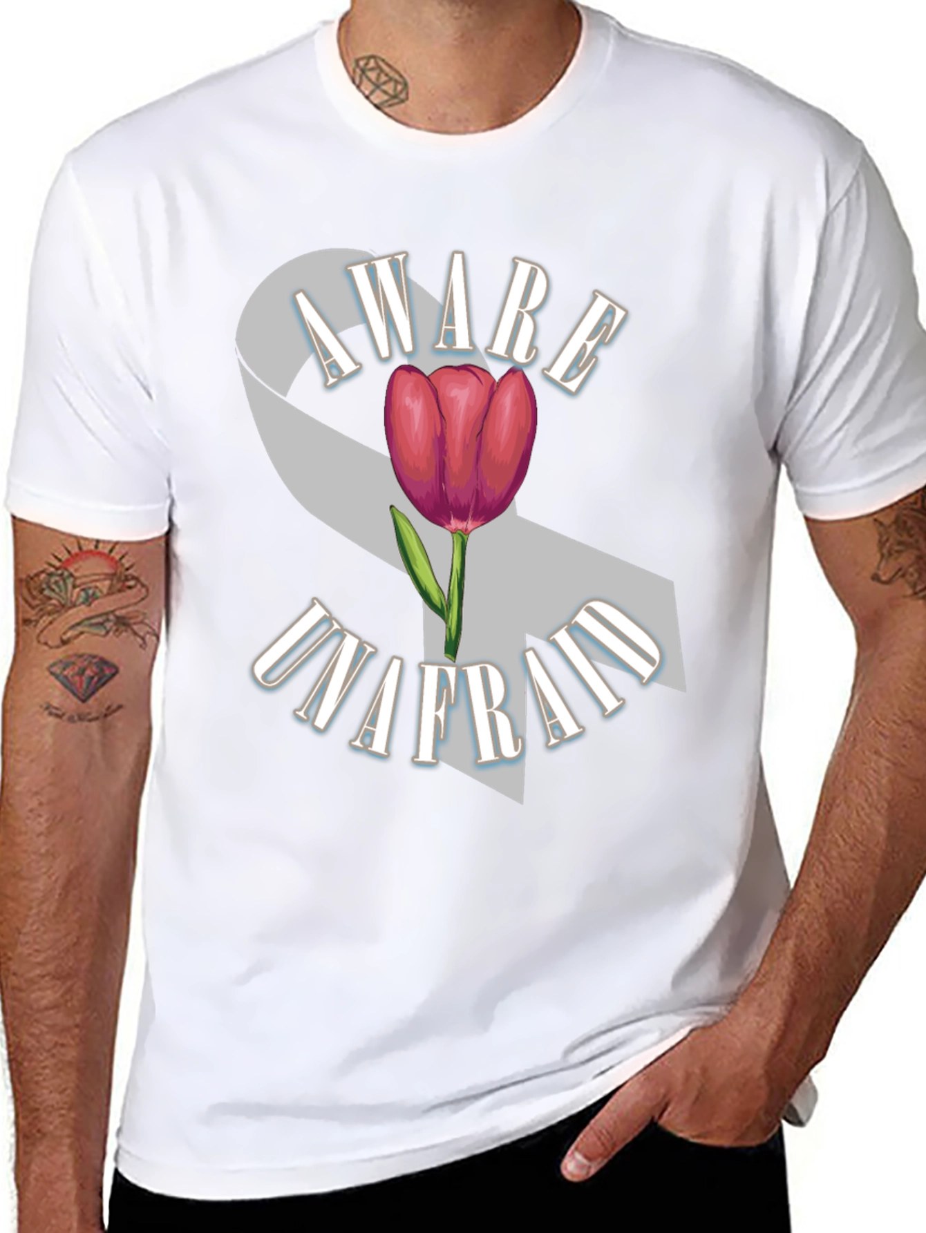 Aware Unafraid Ribbon & Tulip T-Shirt