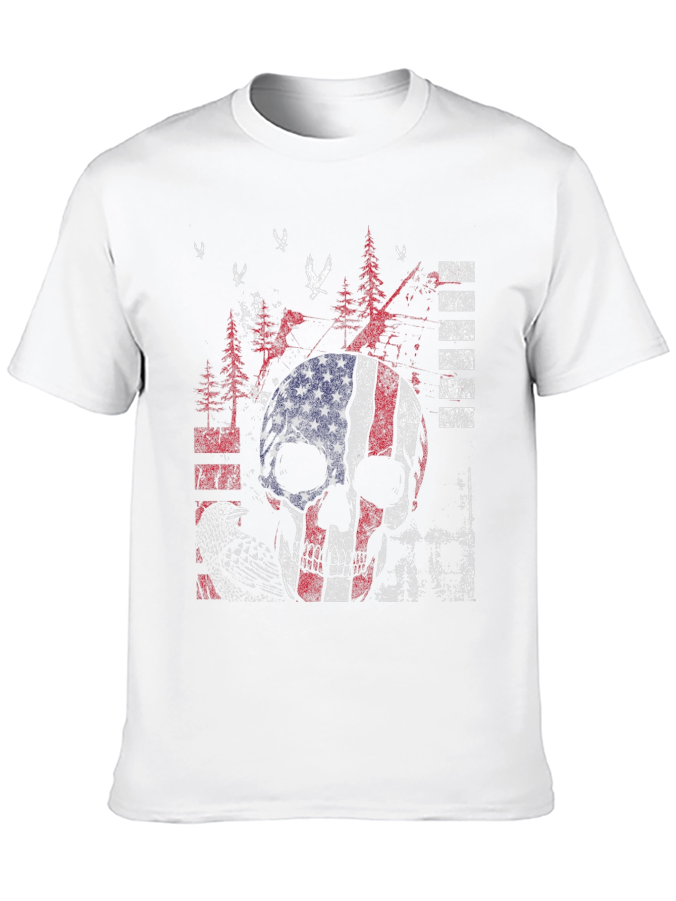 American Flag Skull Graphic Print T-Shirt